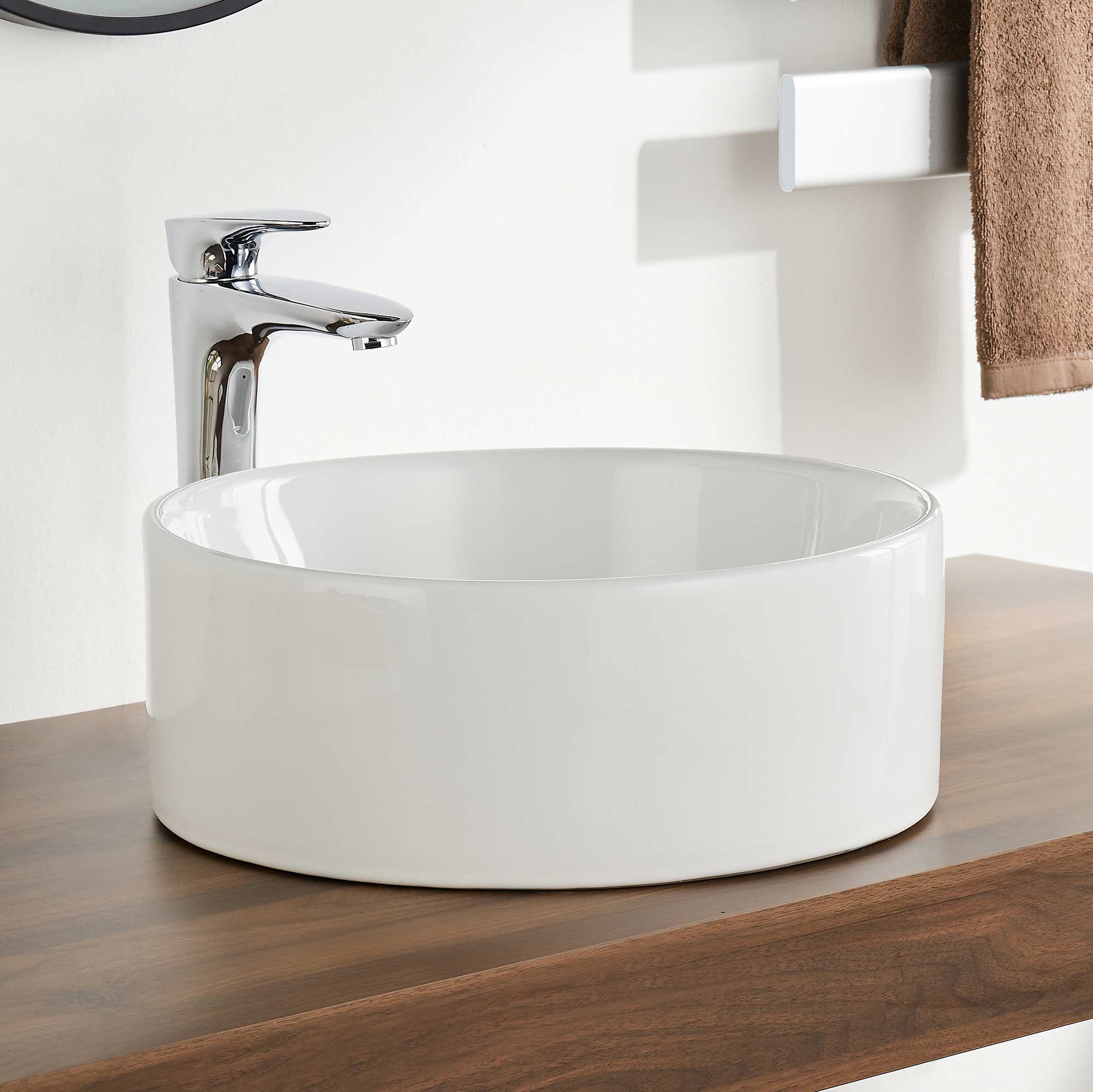 DeerValley DV-1V063 Symmetry Ceramic Vessel Round Traditional White Bathroom Sink ( 16.14-in x 16.14-in )