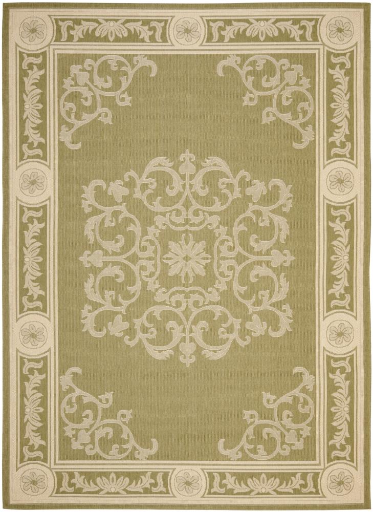 Safavieh CY2914-1E06-8 Courtyard Celeste 8 x 11 (ft) Loomed Polypropylene Olive/Natural Rectangular Indoor/Outdoor Floral/Botanical Coastal Area rug