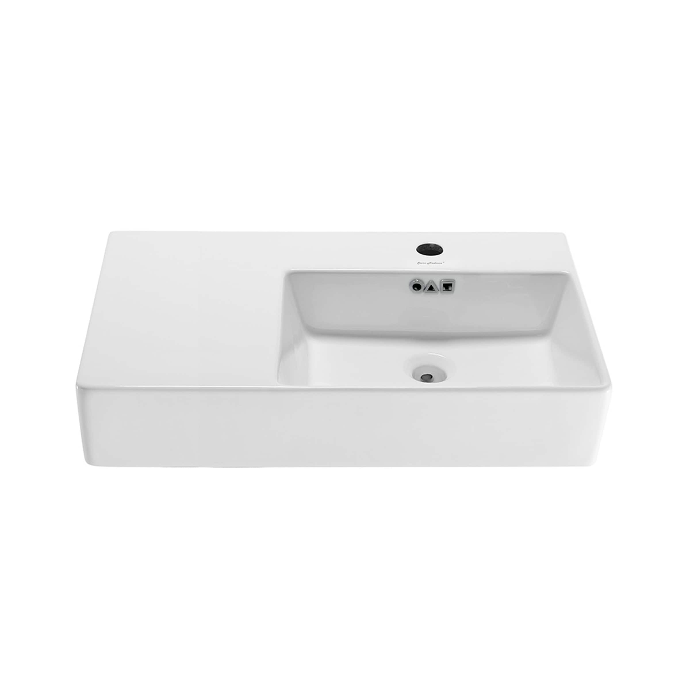 Swiss Madison SM-25-WSANG11WH Angers Ceramic Wall-mount Rectangular Modern Glossy White Bathroom Sink ( 29.5-Inches x 16.5-Inches )