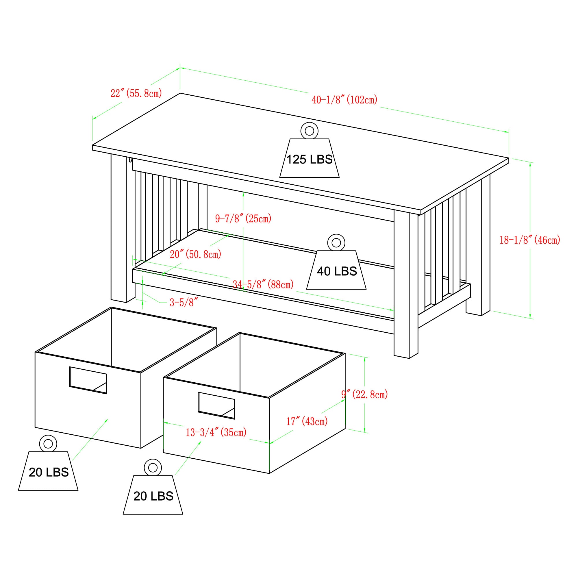 Walker Edison LW40MSTES Coffee-Tables - View #12