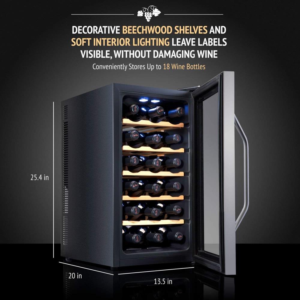 Ivation 13.58-in W 18-Bottle Capacity Stainless Steel Freestanding Wine ...