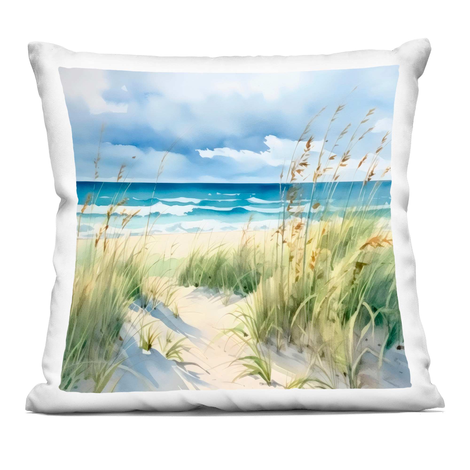 Stupell Industries PLQ-812-SQW-18X18 Serene Coast with Windblown Breeze Decorative Printed Throw Pillow design by LSR Design Studio 18 x 7 x 18