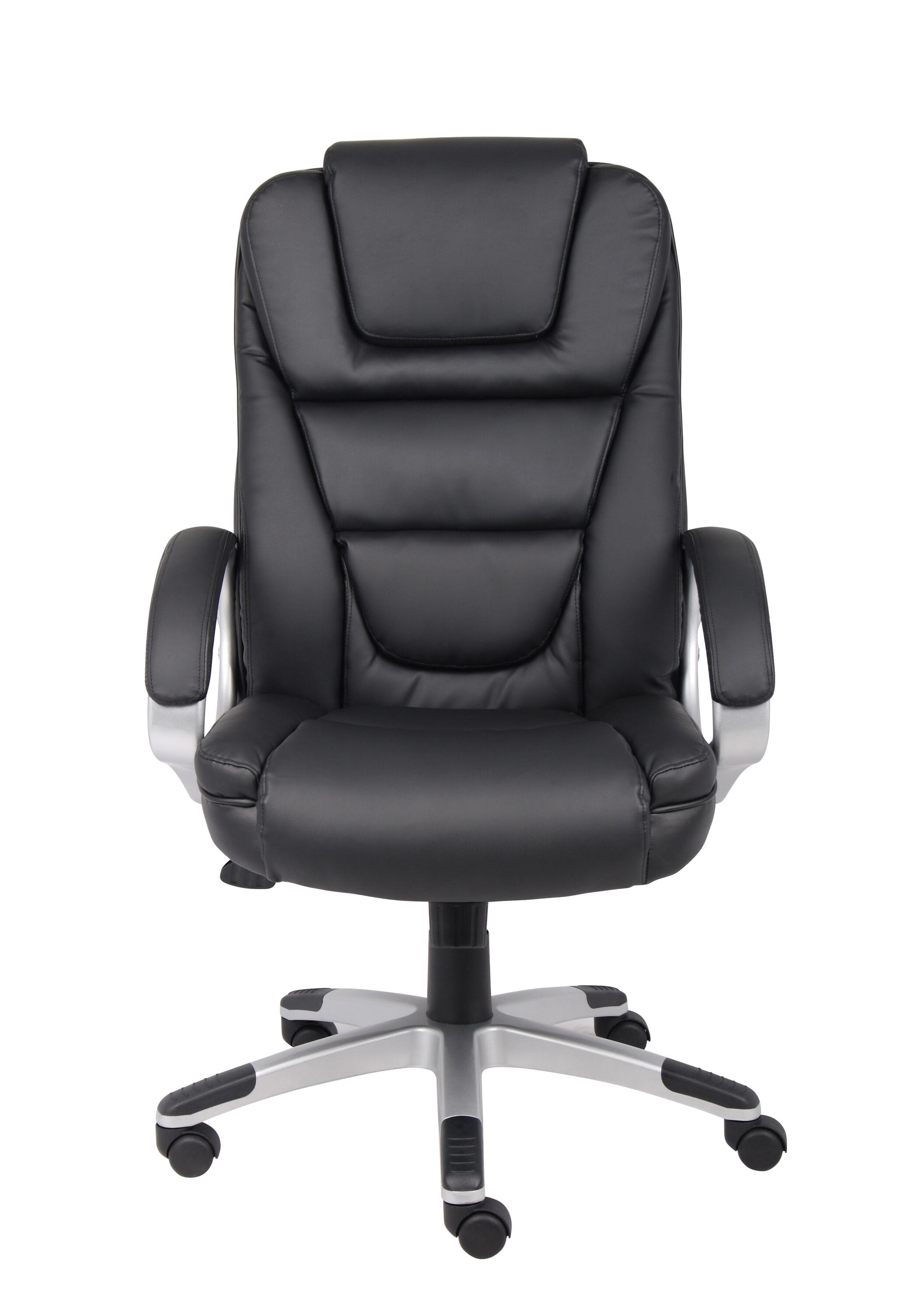 Ergonomic High-Back Swivel Executive Chair in Black LeatherPlus