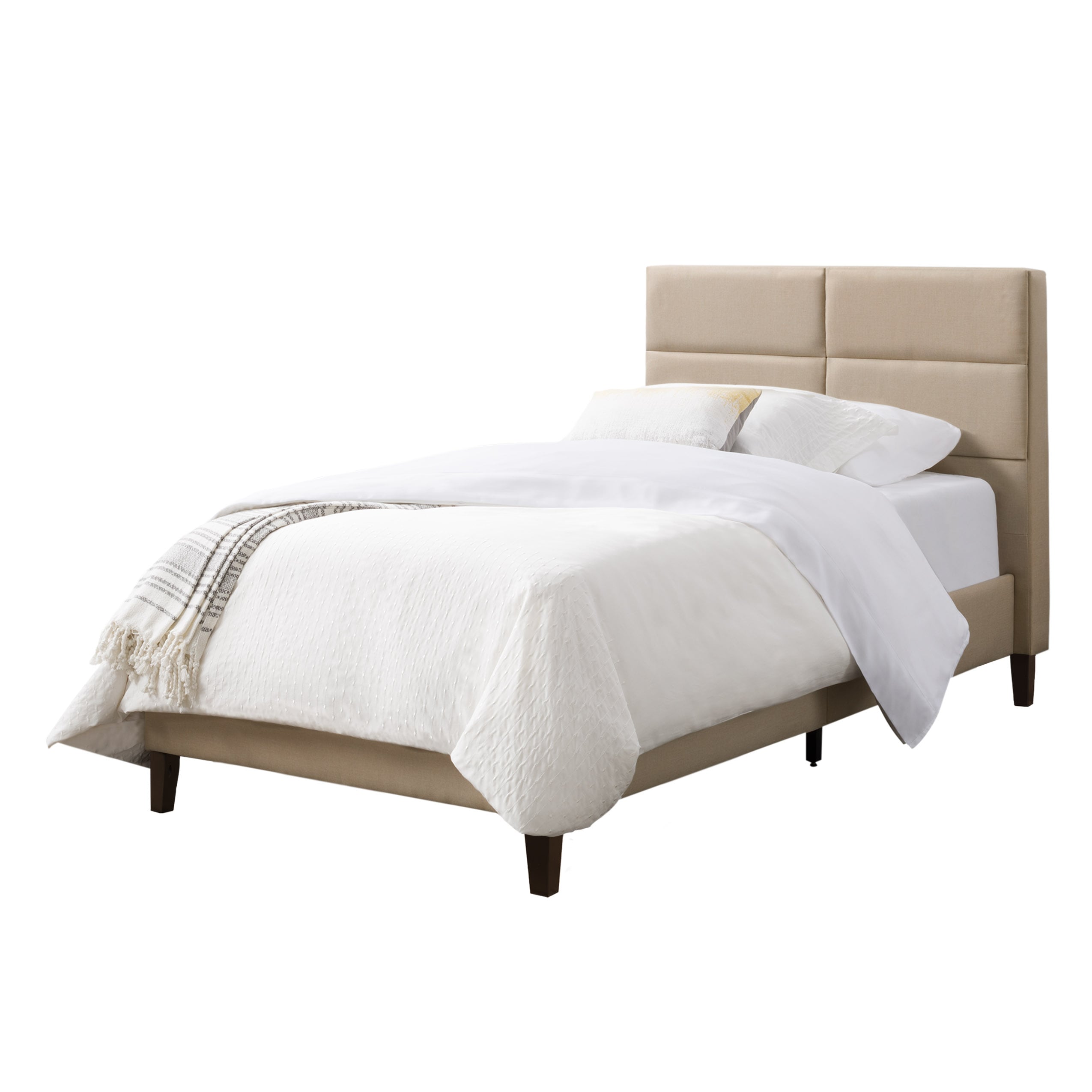 CorLiving BRH-203-S Bellevue Cream Twin Upholstered Panel Bed