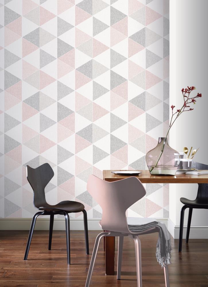 pink and grey triangle wall