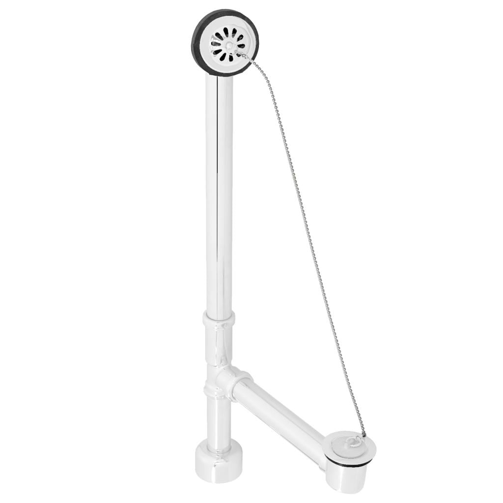 WESTBRASS D3242K-50 Bath Waste and Overflow All Exposed Chain and Stopper- 22" Make-up In Powder Coat White