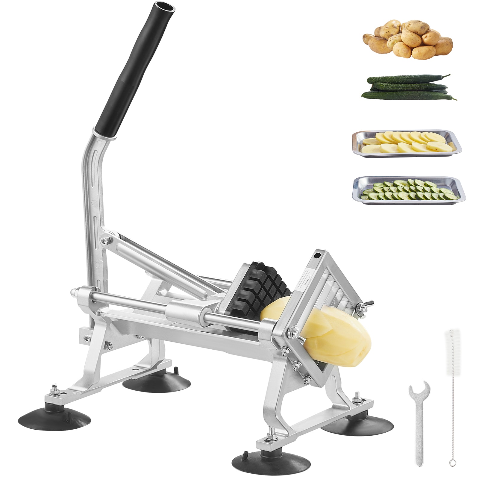 VEVOR SCFQQPJWS31603765V0 Commercial Vegetable Slicer 1/2 inch Fruit Slicer Stainless Steel and Aluminum Alloy Vegetable Cutter Slicer Machine Manual Slicer with Non-slip Feet for Radishes Onions Potatoes Lemons