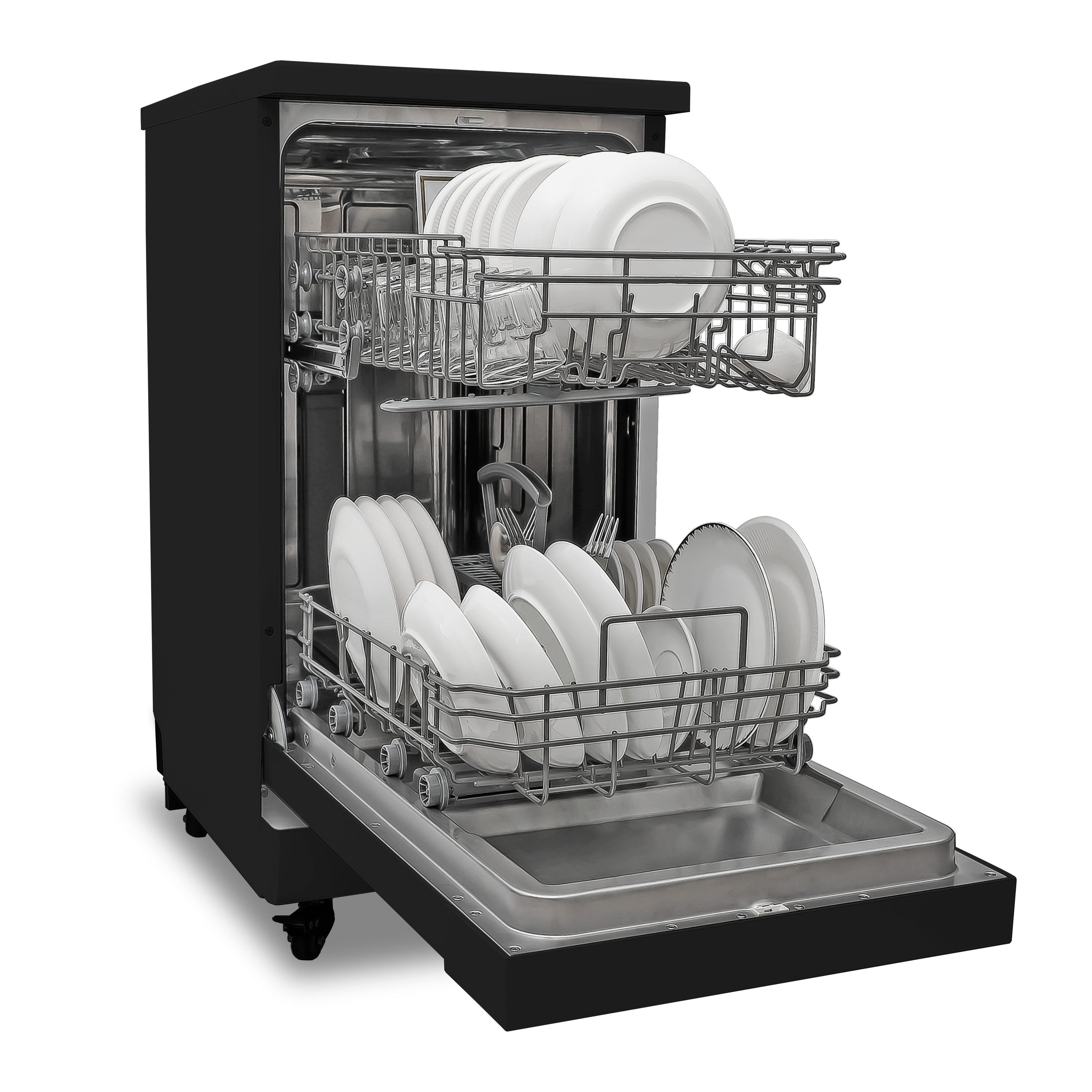 BLACK+DECKER Portable Dishwasher, 18 inches Wide, 8 Place  Setting, White : Appliances