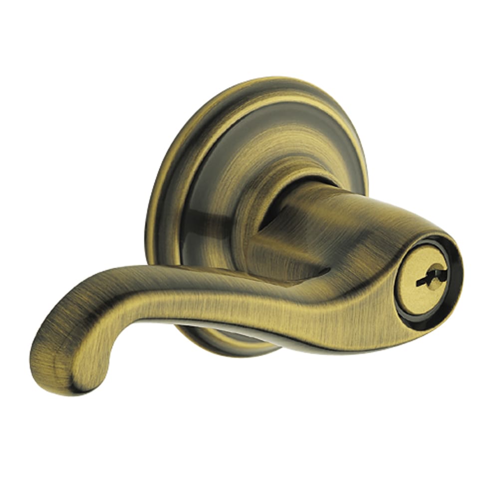 Schlage Flair Antique Brass Exterior Keyed Entry Door Handle in
