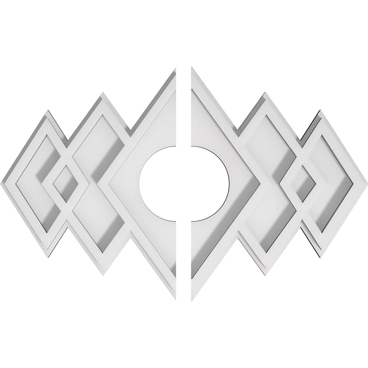 Ekena Millwork CMP14X9ZE2-03000 Zoe 14-in W x 9.375-in L Contemporary White PVC Split Ceiling Medallion