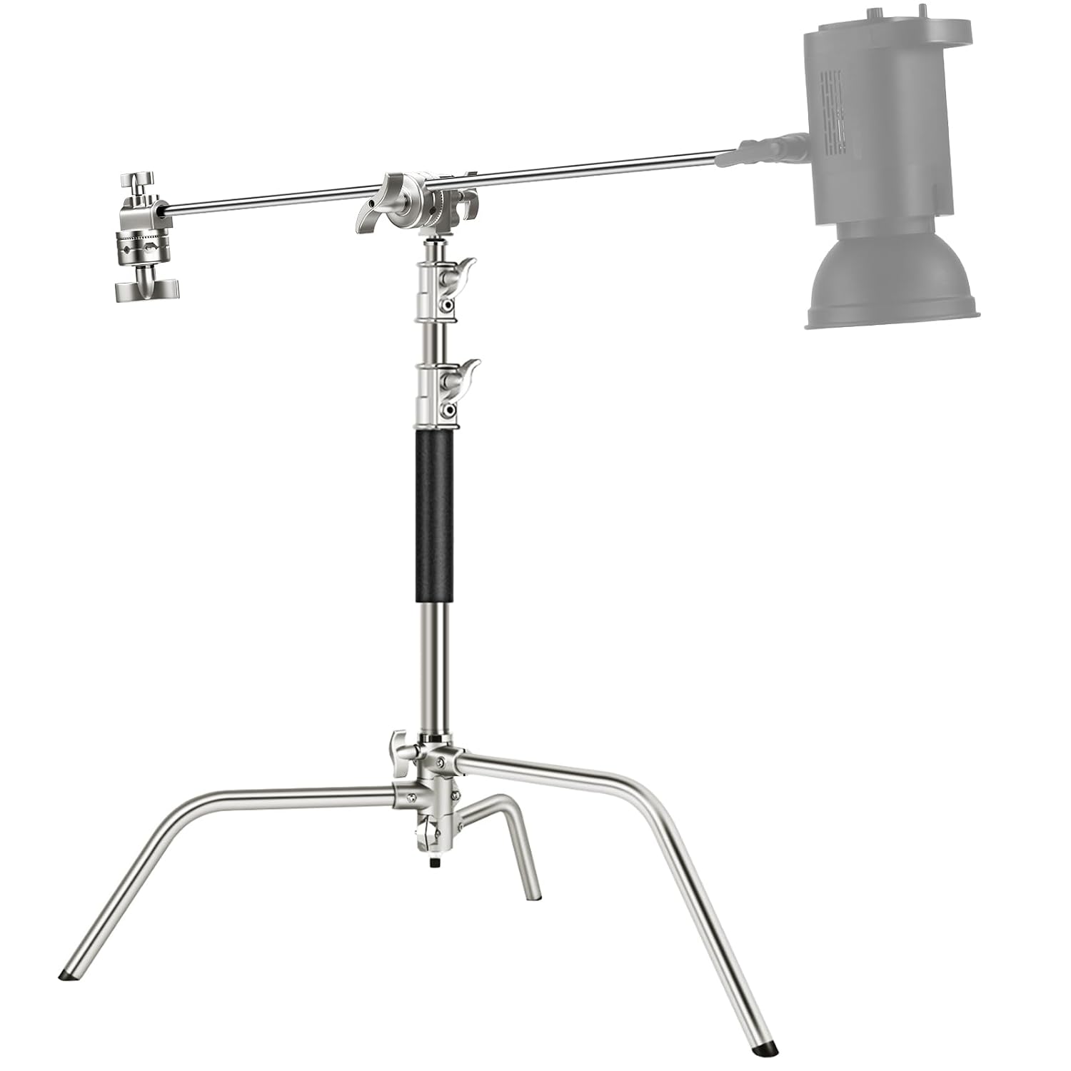 NEEWER Stainless Steel Heavy Duty C Stand with Boom Arm 38-68 Inch Adjustable Height Photography Light Stand with 33 Inch Grip Arm and 2 Grip Heads Supports up to 44 lbs