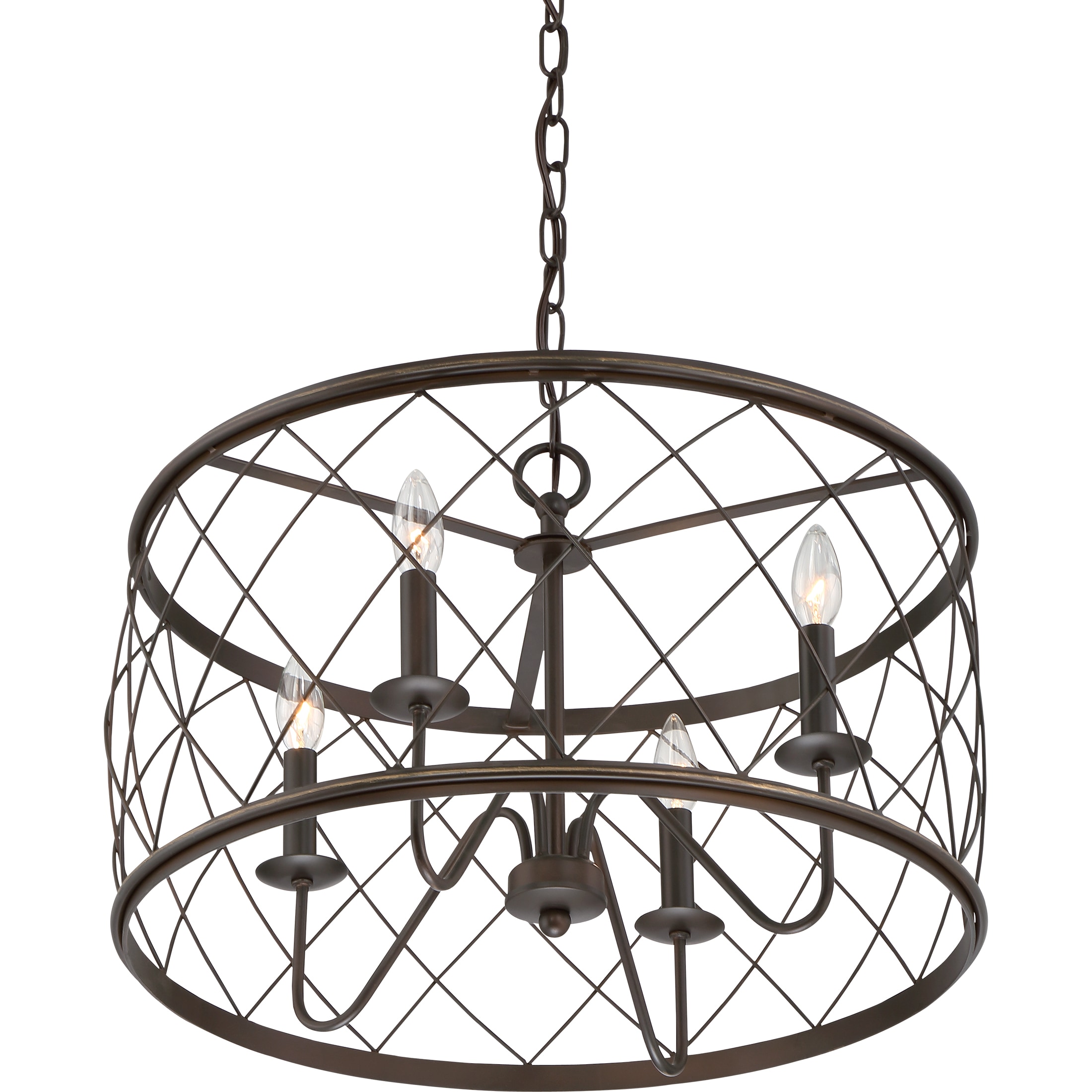 Palladian Bronze 21" Circular Diamond Cage Pendant Light