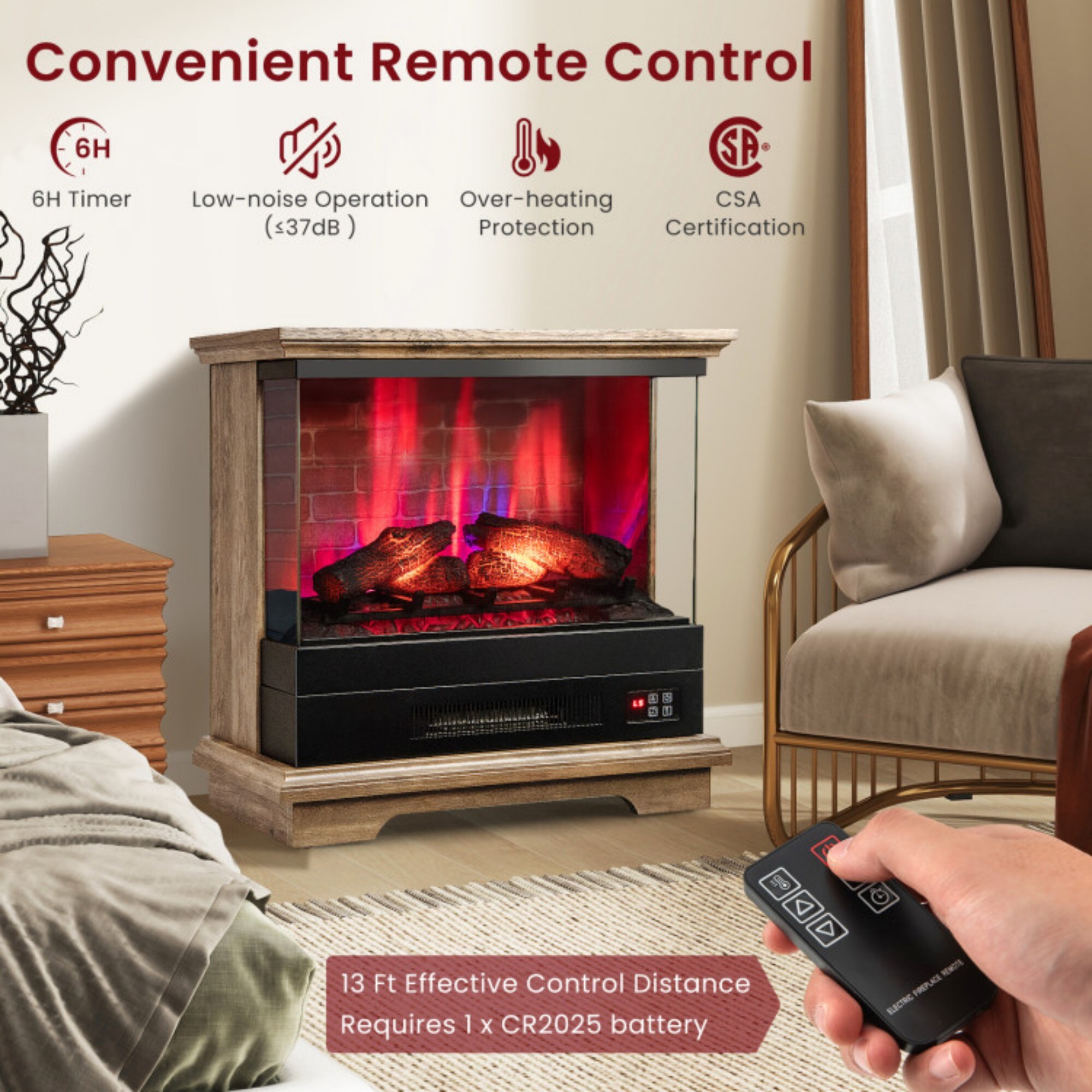 LUCKY ONE LO-FP10560USBN Electric-Fireplaces - View #4
