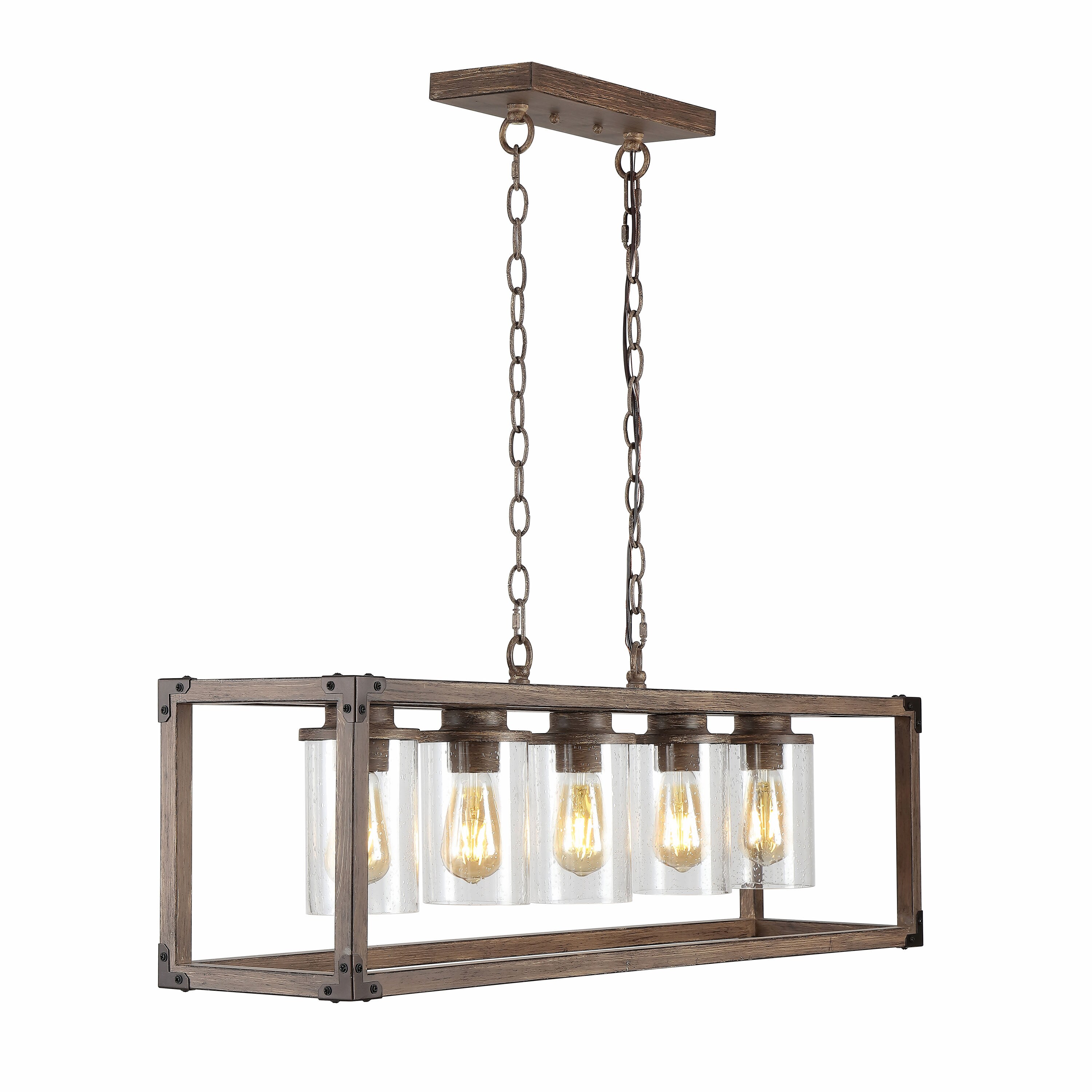 Zeniba 36" Rustic Farmhouse LED Pendant with Seeded Glass - Oil-rubbed Bronze