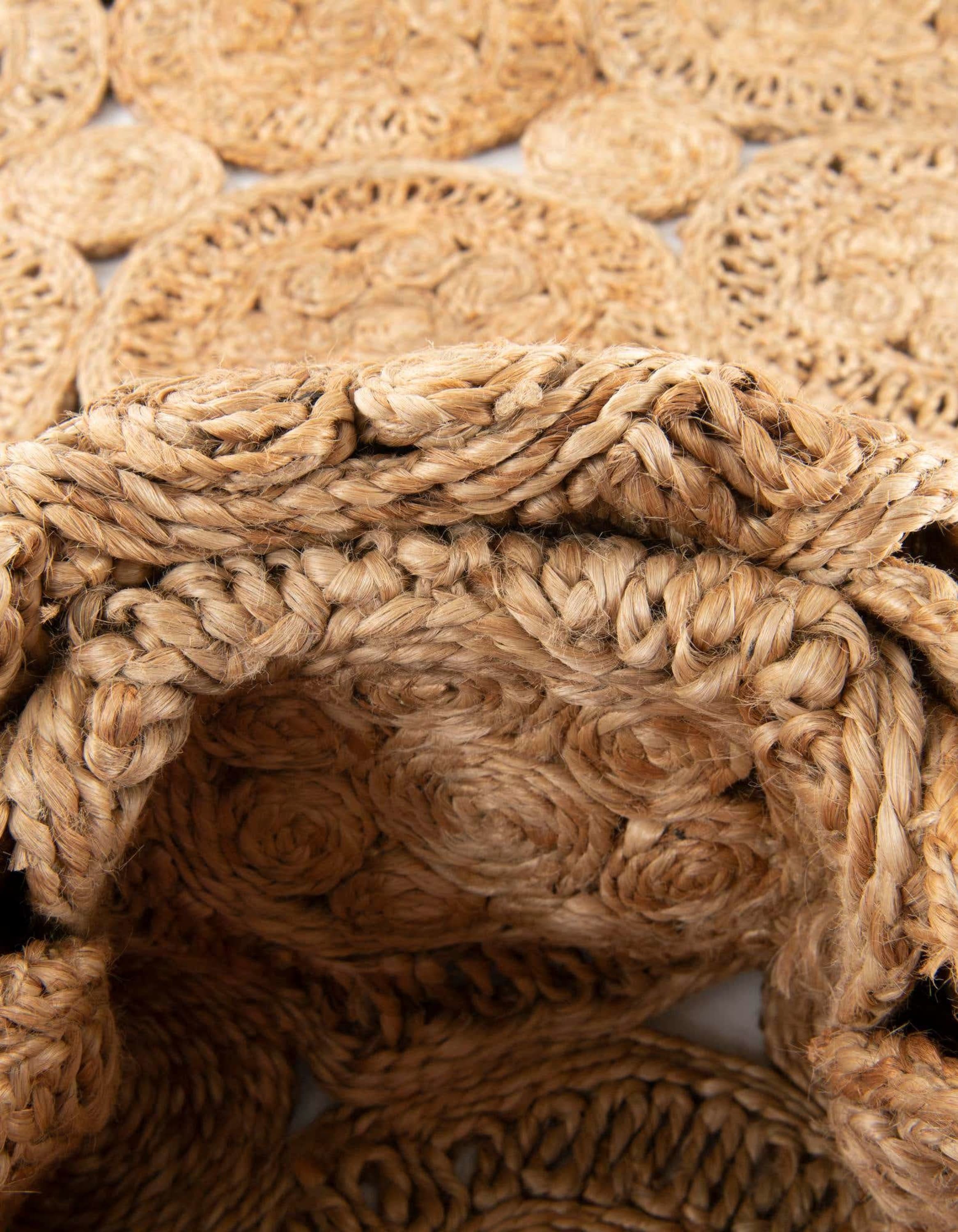 Handmade Braided Jute Square Rug in Natural Brown
