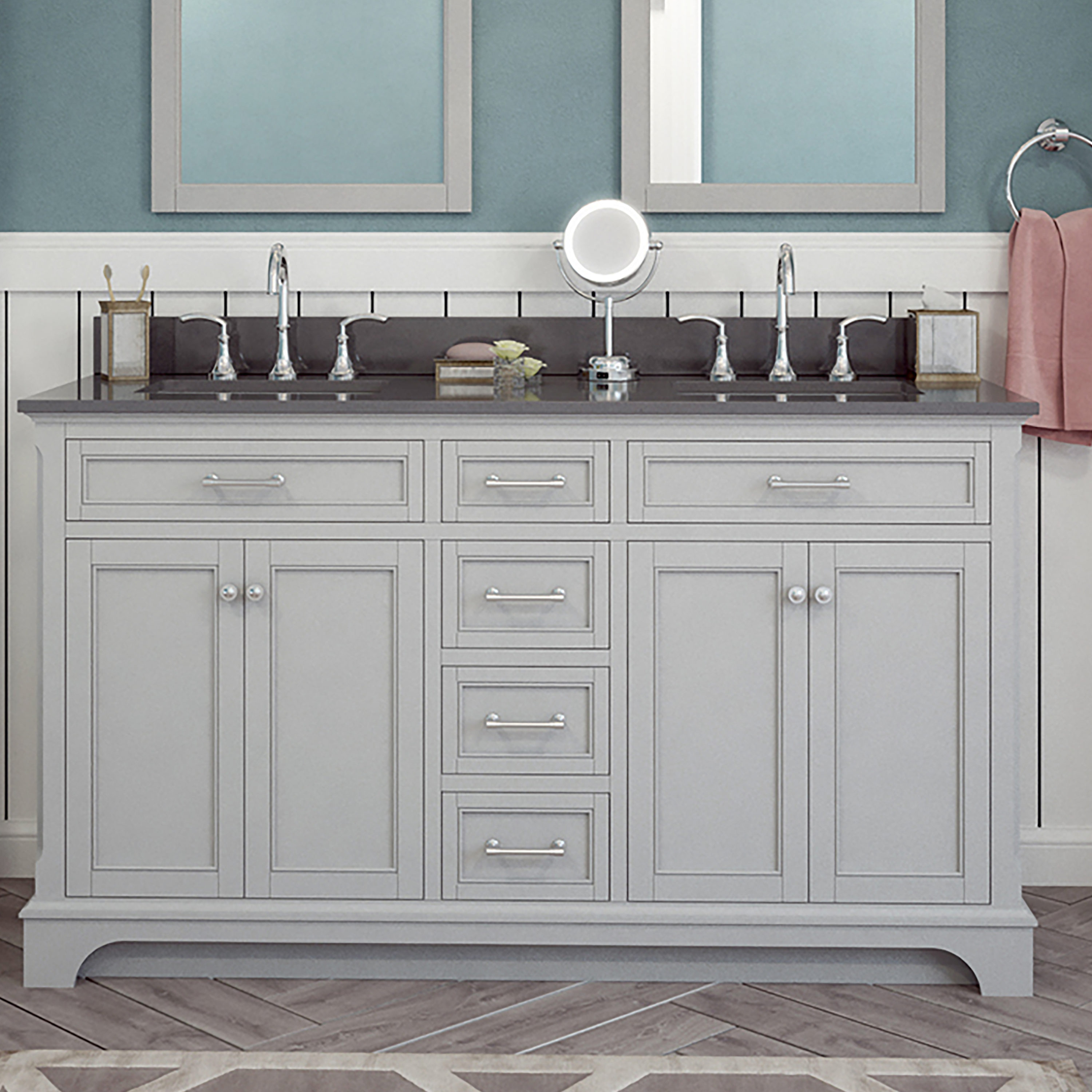 allen + roth Roveland 60-in Light Gray Undermount Double Sink Bathroom ...