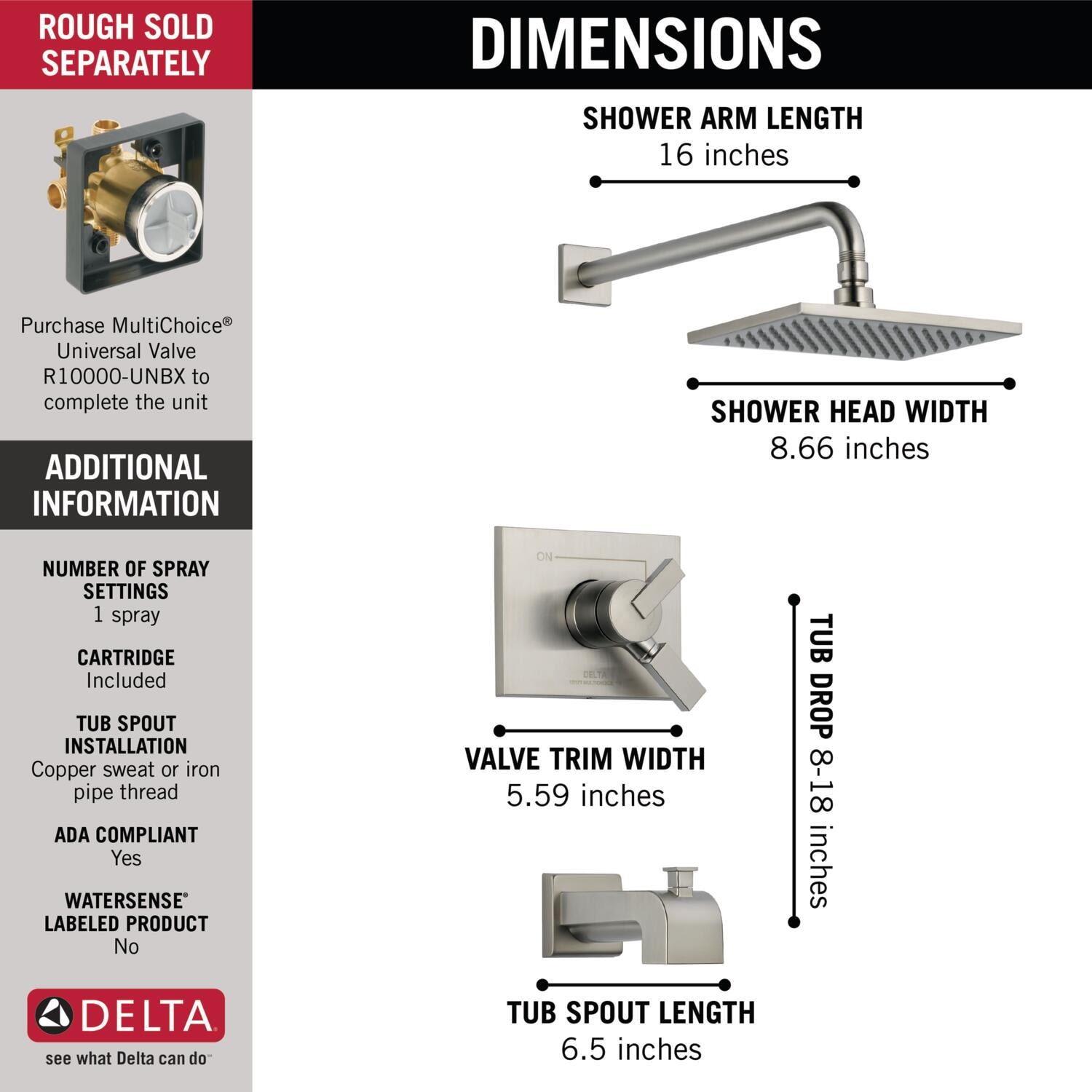 Delta T17453-SS Tub-Shower-Faucets - View #3