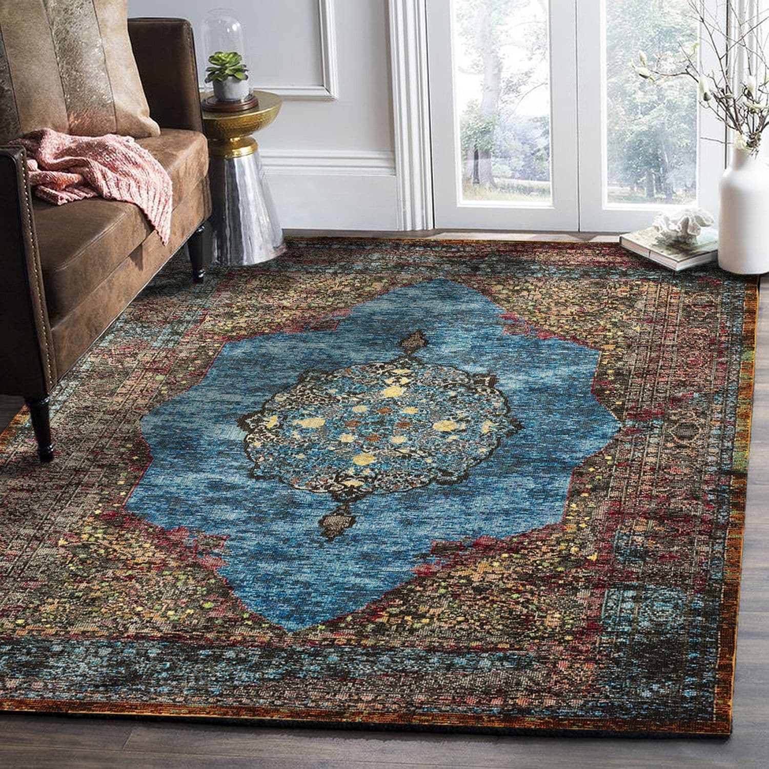 LR Home 1501A8984934J8 9 X 12 (ft) Turquoise Indoor Medallion Area Rug