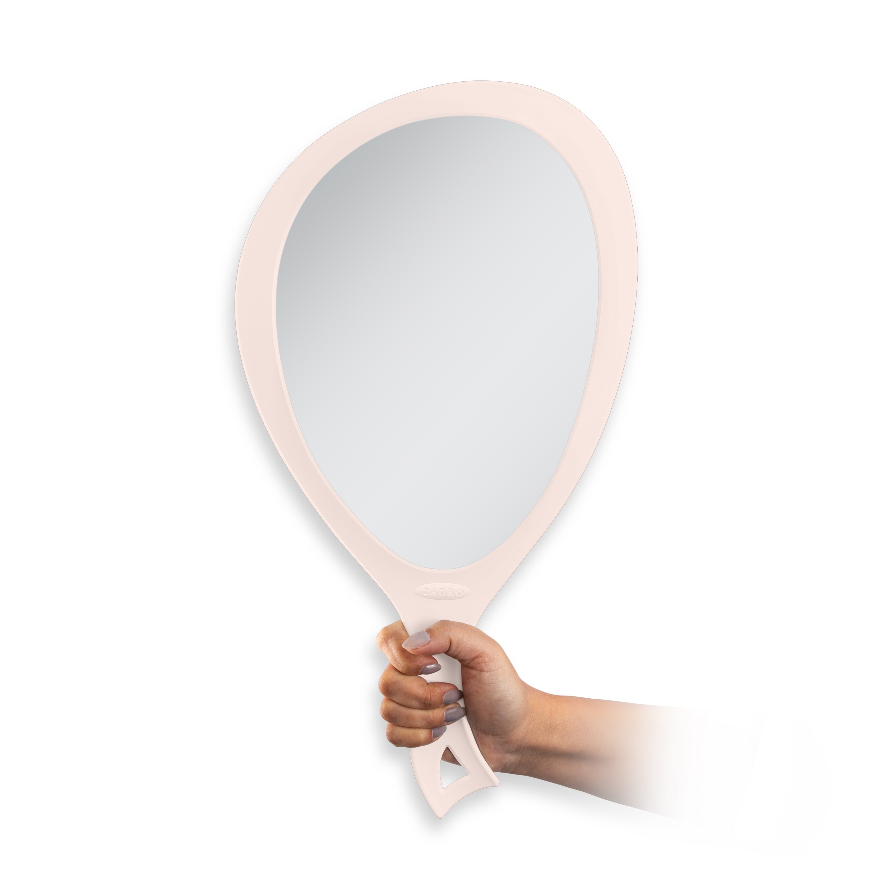 Zadro 10-Inch x  19.25-Inch Oval Large Teardrop Handheld Mirror with Curved Handle 14-Inch x 10-Inch Mirror Head 11.5-Inch x 8-Inch Reflective Surface