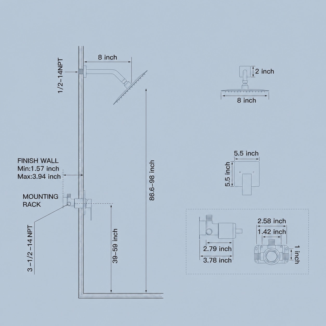 Aoibox LABVP9U8 Bath-Shower-Facc - View #6