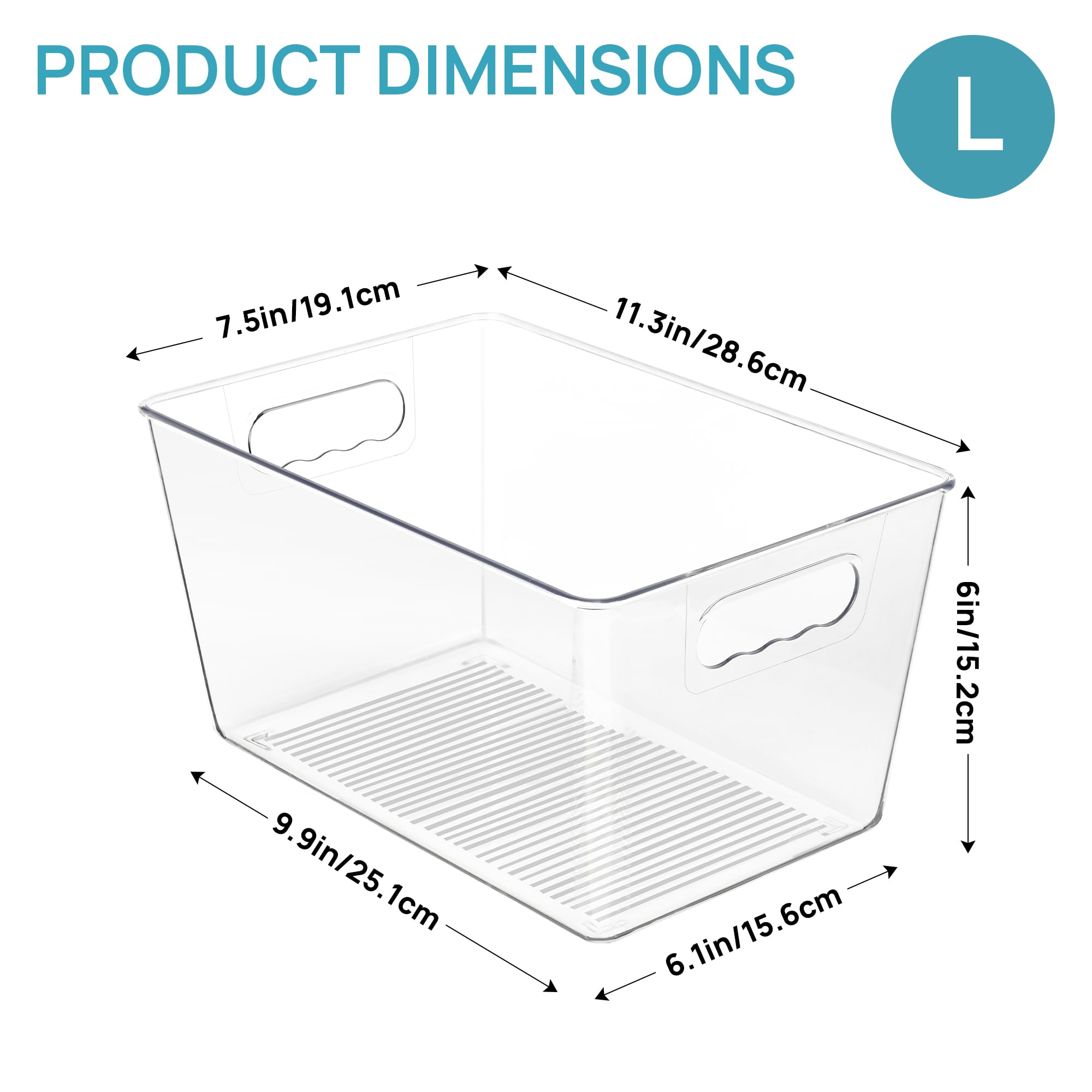 LAIFUCAM Clear Plastic Pantry Organizer Bins 4 pcs Large Food Storage ...