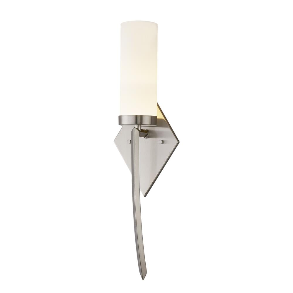 Justice Design Group FSN-4031-OPAL-NCKL Fusion#8482 - Pointe Family 5.75-in W 1 -Light Brushed Nickel Integrated LED Wall Sconce