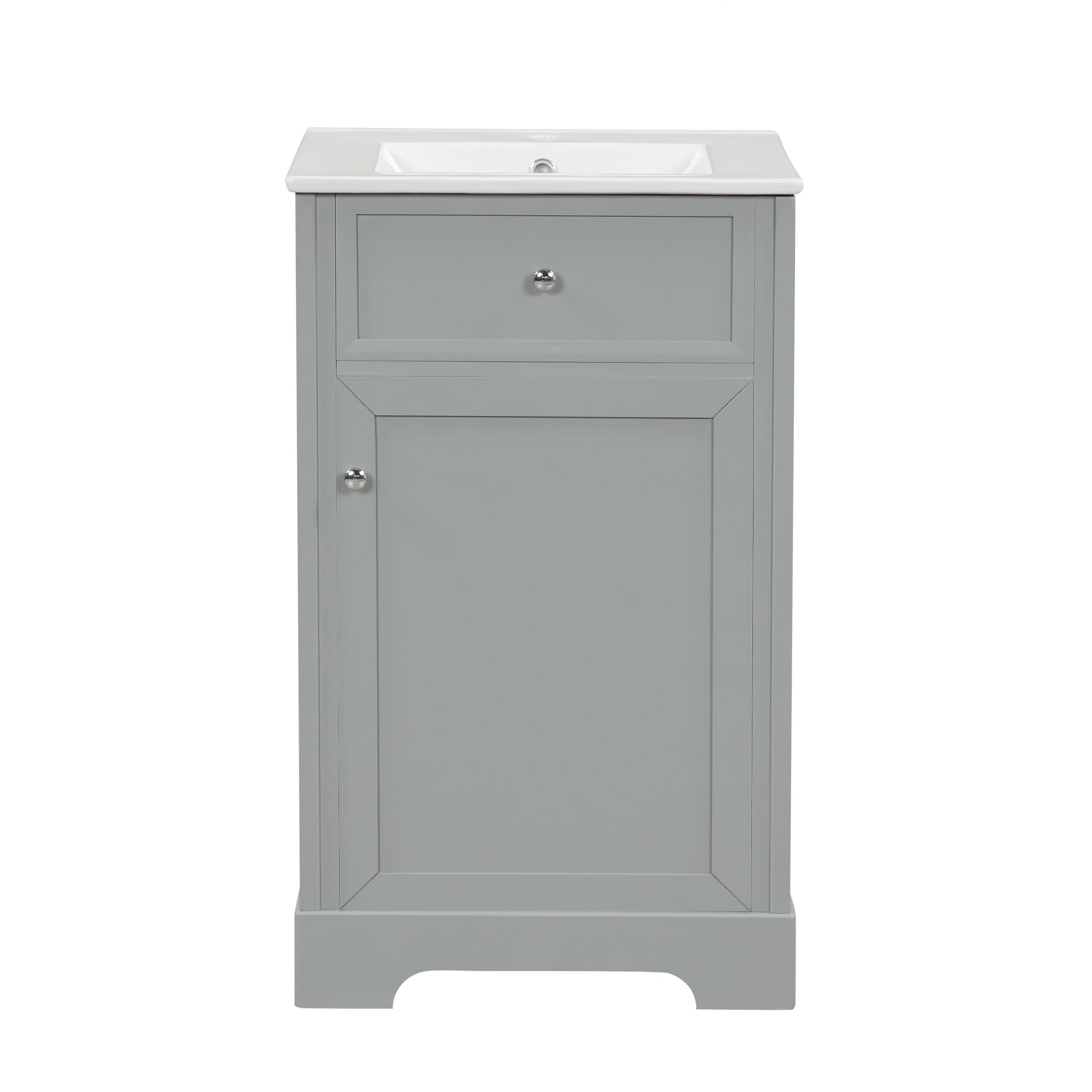 Vynxaria LEXY2004DJGXTYS028 20 Inches 1 Sink Freestanding Gray Bath Vanity with White Ceramic Top Cabinet Storage Rack Adjustable Shelf