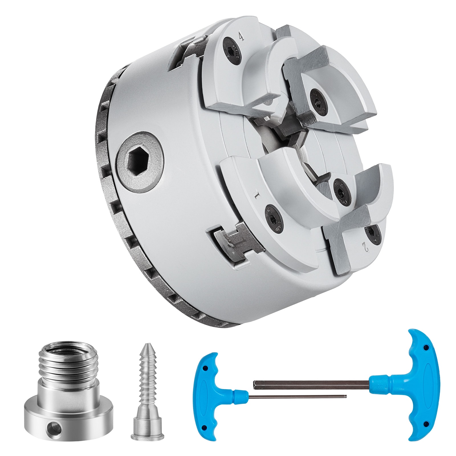 Mecale 2.75-in 4-Jaw Self-Centering Lathe Chuck with 1-8 TPI Thread
