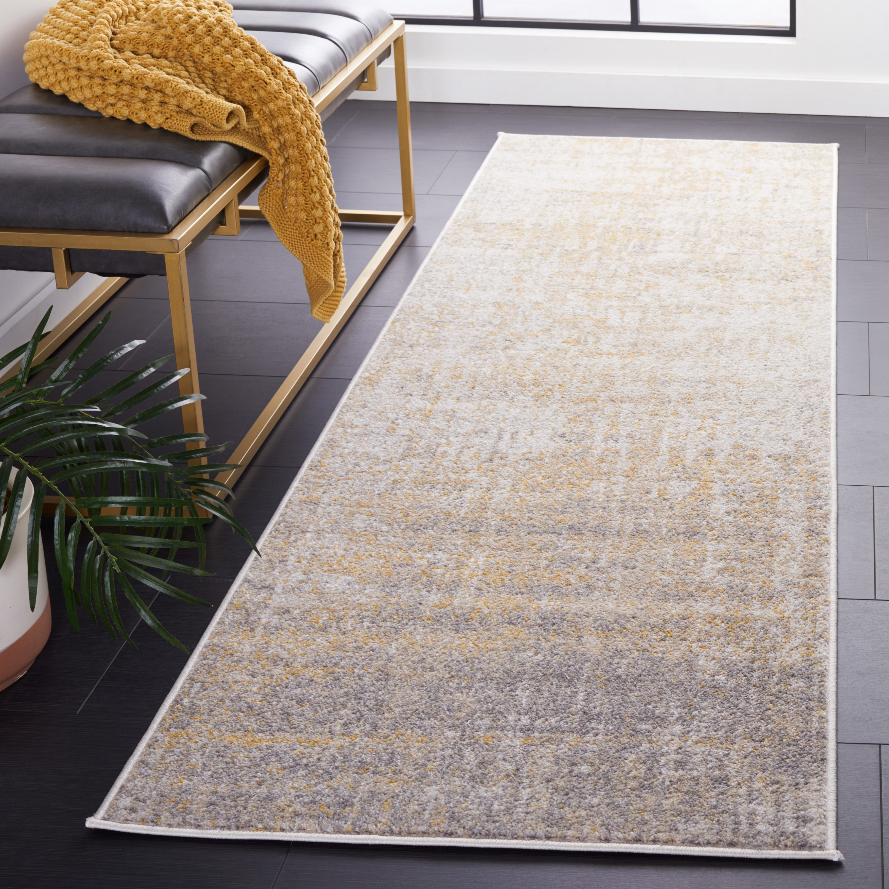 Safavieh ADR207A-28 Adirondack Sansa 3 x 8 (ft) Loomed Polypropylene Creme/Gold Rectangular Indoor Distressed/Overdyed Lodge Runner rug