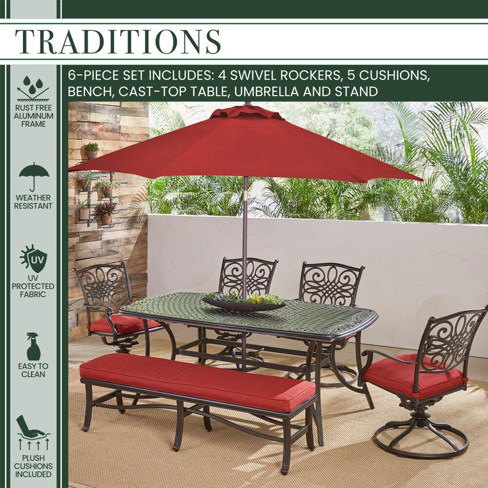 Hanover TRADDN6PCSW4BN-SU-R Patio-Dining-Sets - View #2