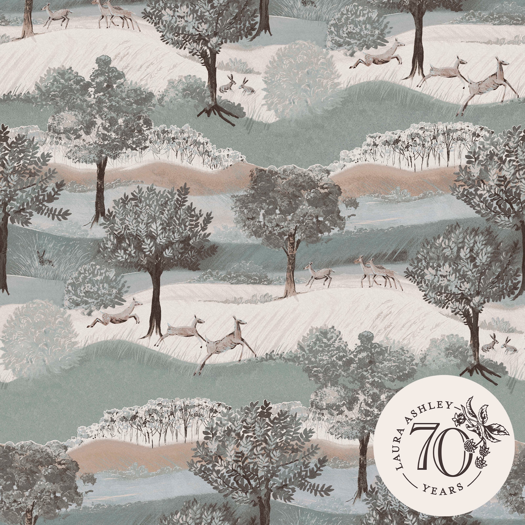 Laura Ashley 119858 Natures Abode, 70th Anniversary 56-Sq. Feet Jade Green Non-woven Scenic Unpasted Wallpaper