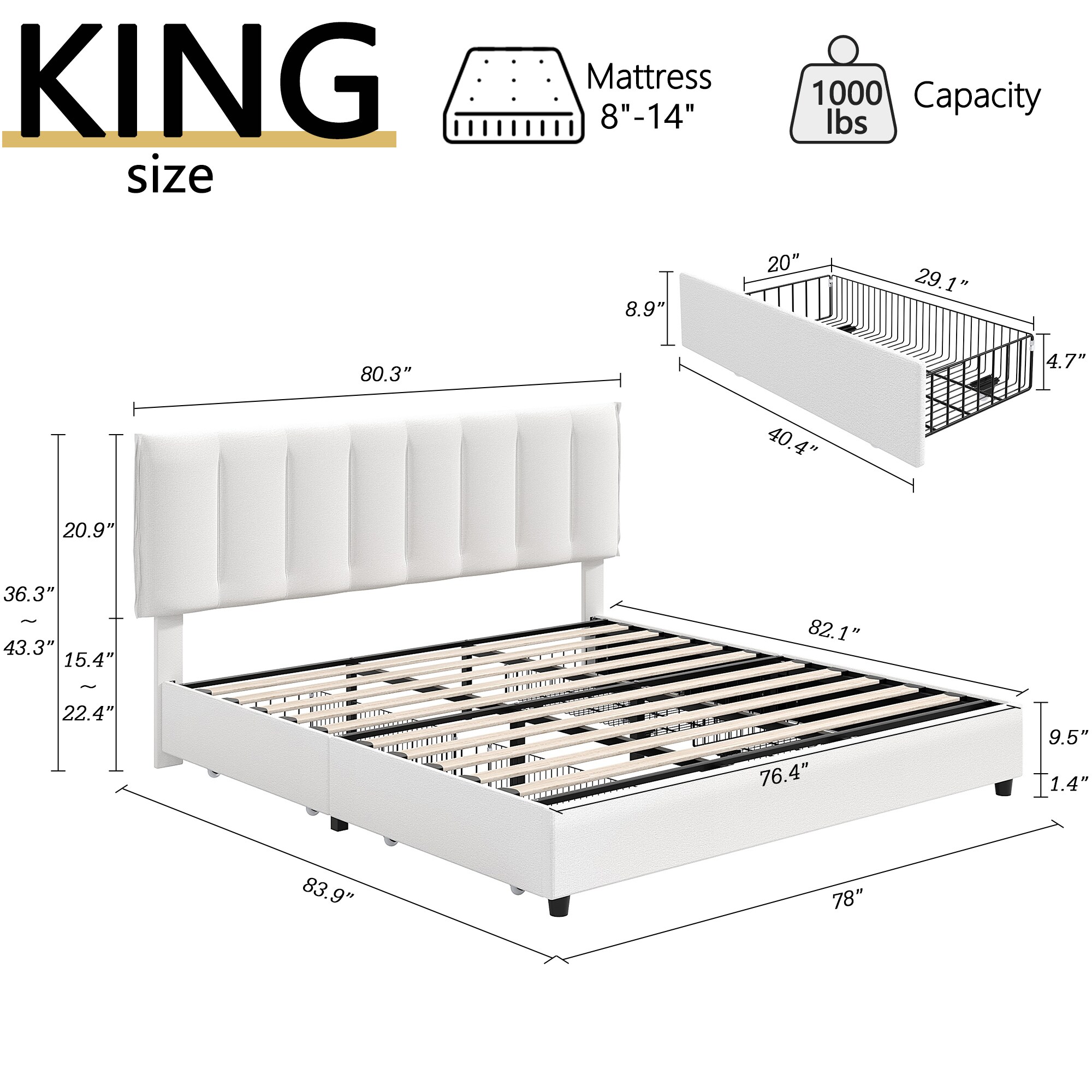 Vecelo LOE-CY-KB04-UP-WHT beds - View #2