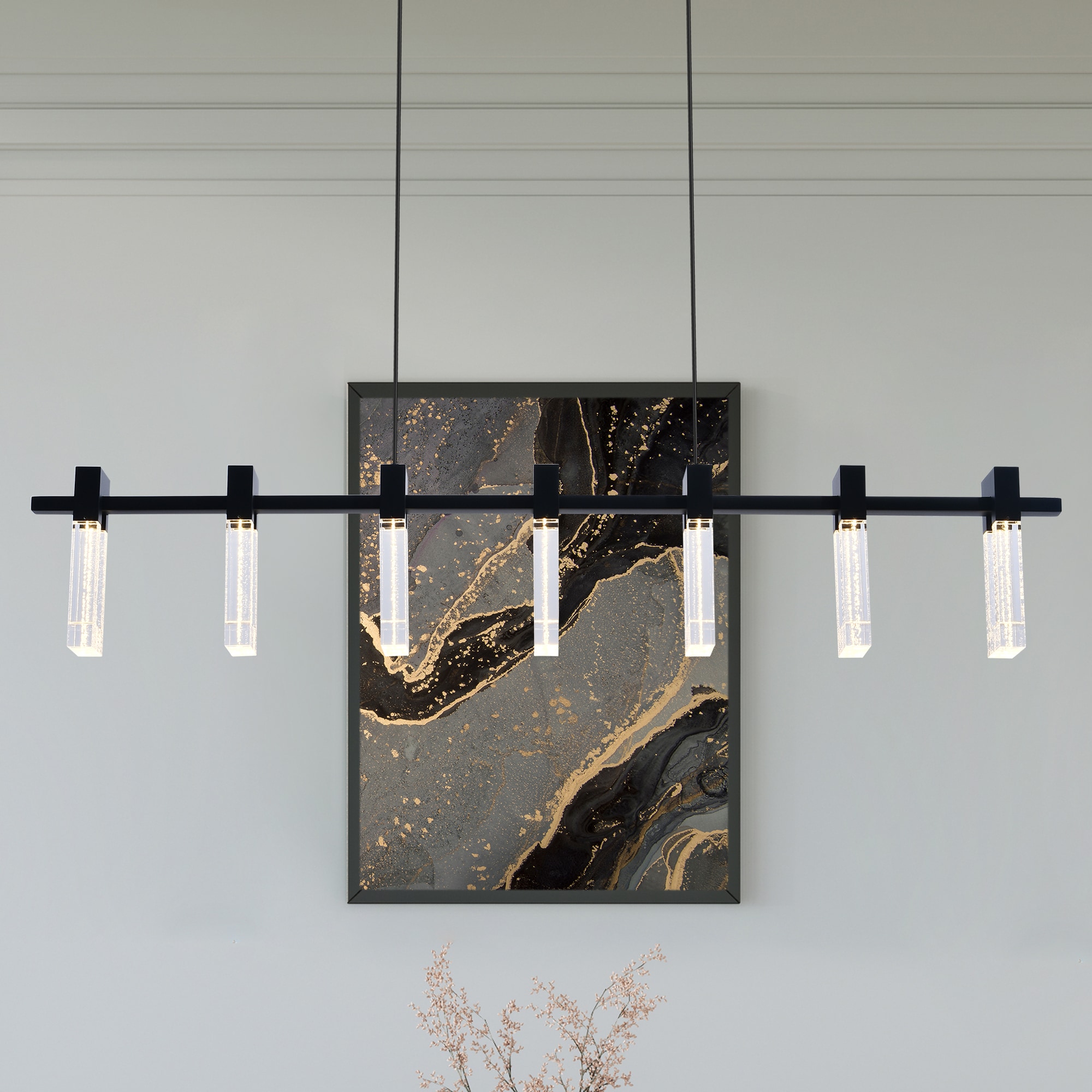 Sorrento Black Crystal Bubble Effect 40-inch LED Linear Chandelier