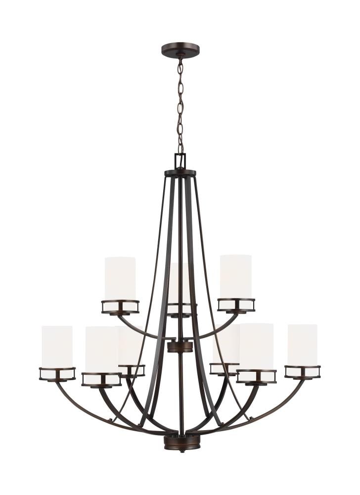 Generation Lighting 3121609EN3-710 Robie 9 -Light Bronze Craftsman For Use in Dining Rooms, Foyers, Kitchens, Chandelier