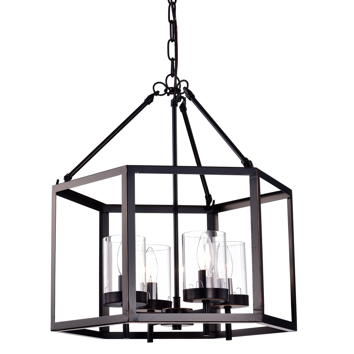 Oil Rubbed Bronze 4-Light Hexagon Cage Chandelier