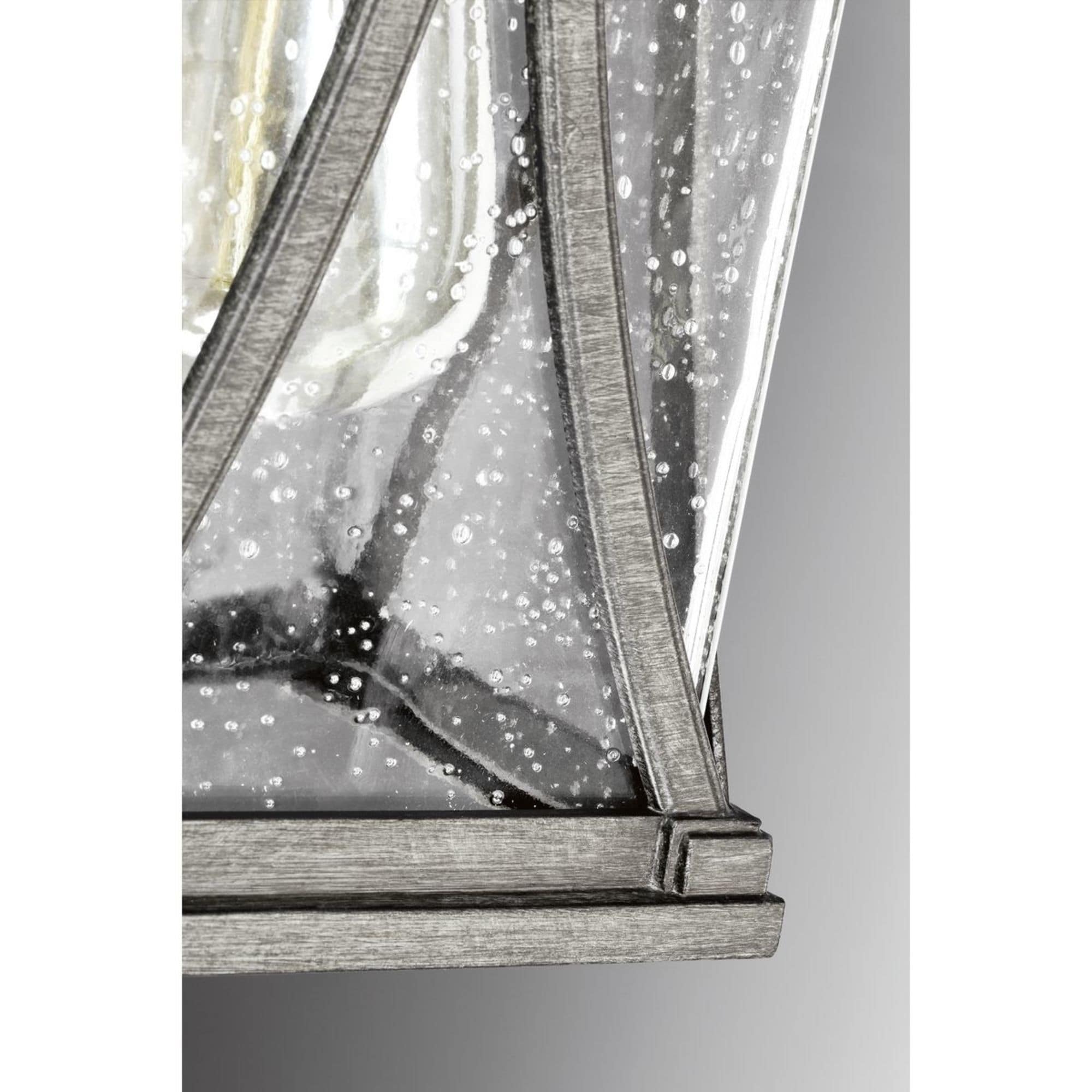Antique Pewter Outdoor Lantern with Clear Seeded Glass Shade