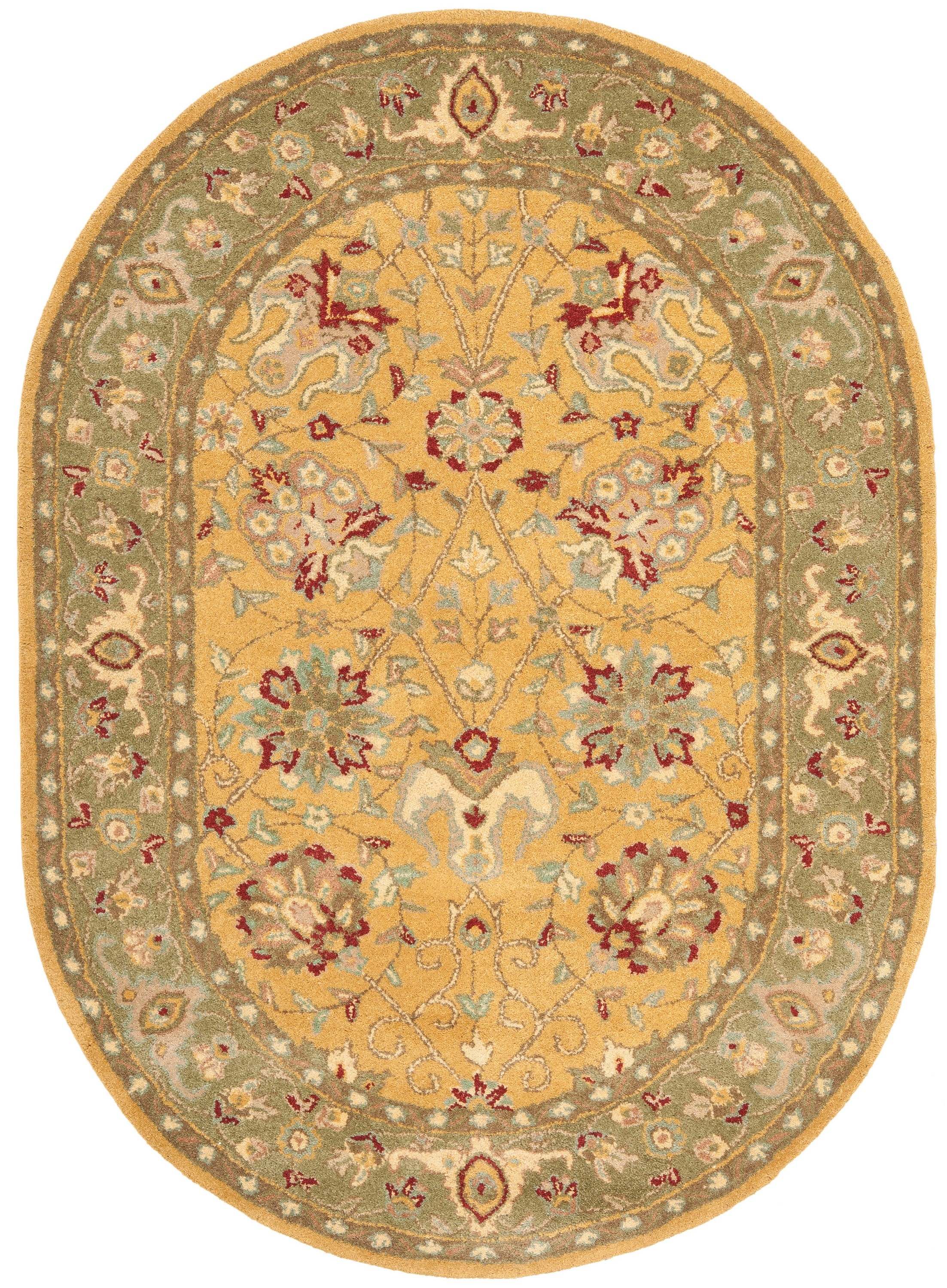 Safavieh Antiquity Dergaz X 10 Wool Gold Oval Indoor Floral/Botanical  Vintage Area Rug in the Rugs department at