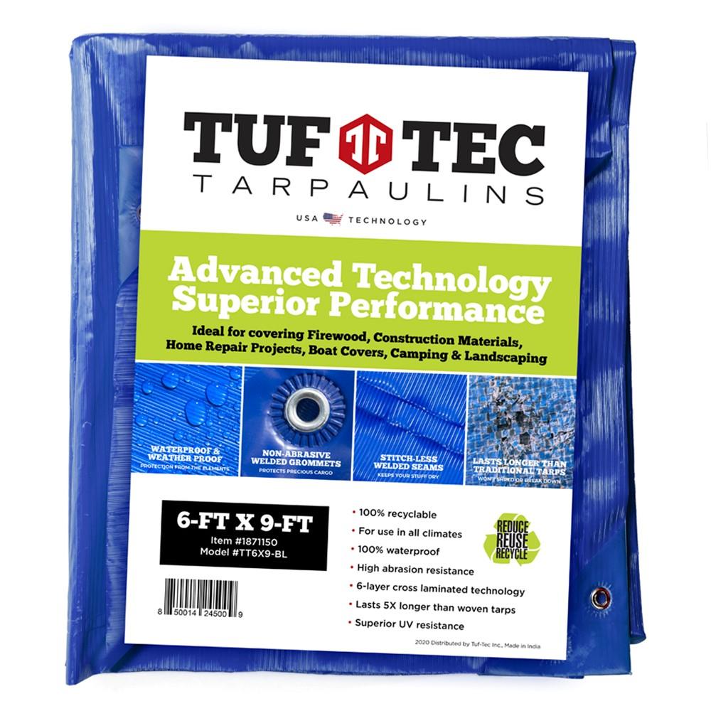 Tuf-Tec Premium 6-ft x 9-ft Blue Water resistant Commercial Plastic 6-mil Tarp