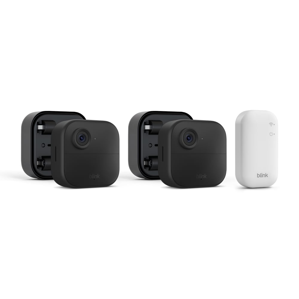 Blink  Outdoor 4 - Wireless Smart Security Camera + Battery Extension Pack 2-Pack Bundle (Sync Module Core Included)