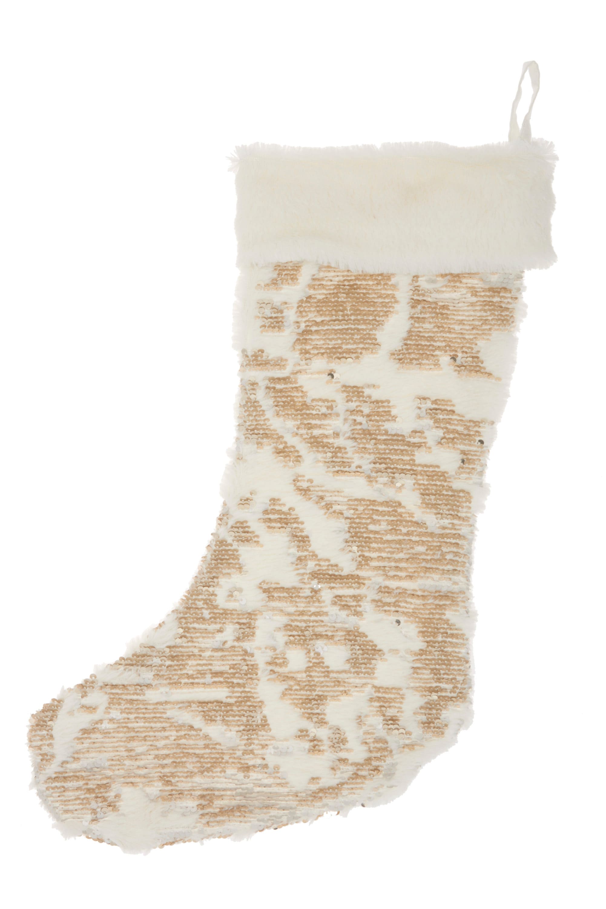 Mina Victory 798019073183 17-in Gold Merry Christmas Christmas Stocking