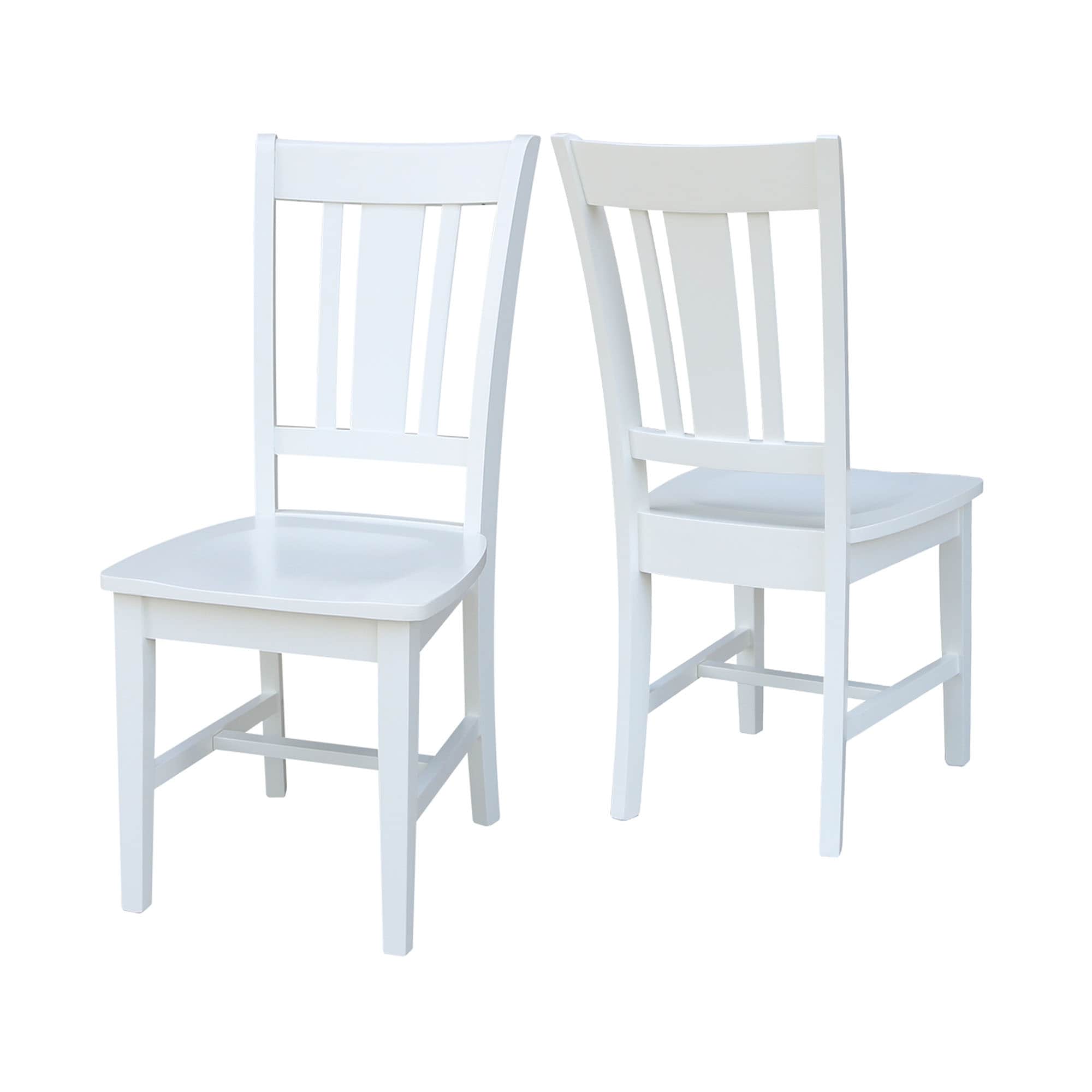 White High Back Solid Wood Slat Dining Chair Set
