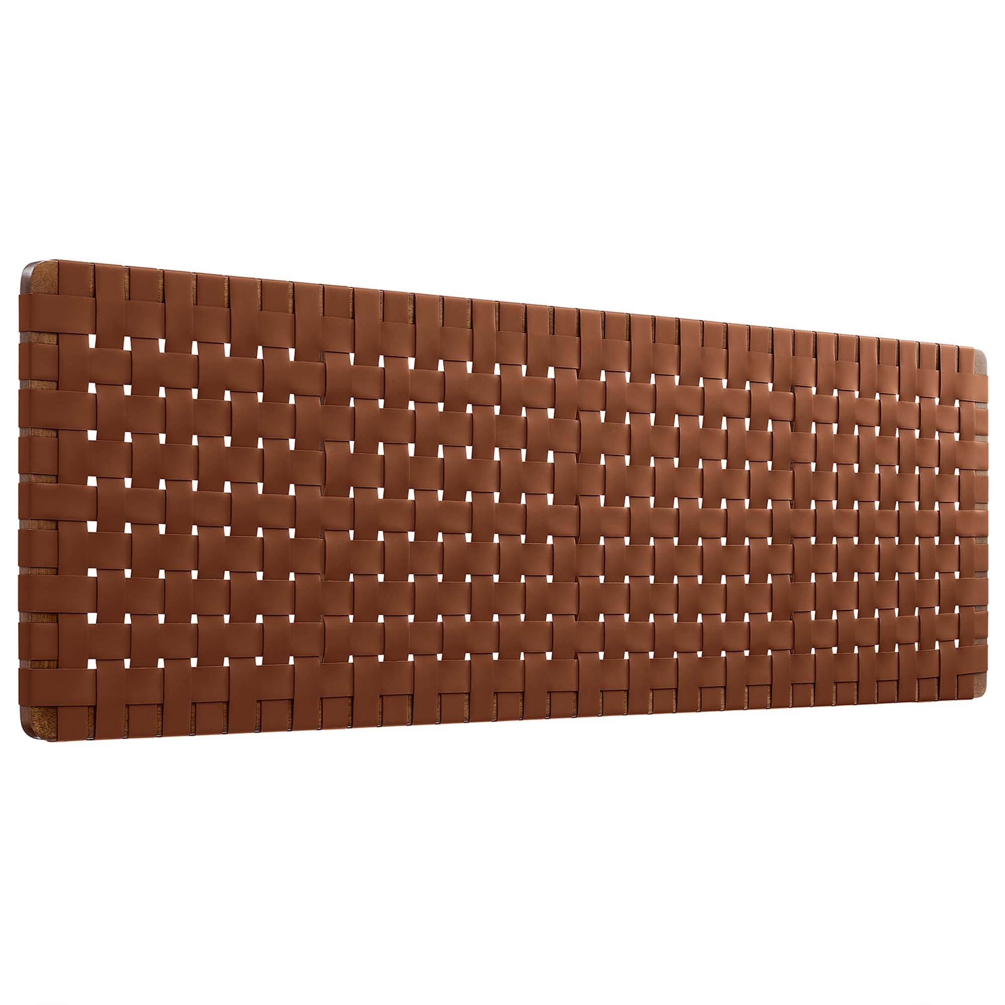 Modway - Sparta Weave Wall-Mount Vegan Leather King Headboard in Walnut Brown