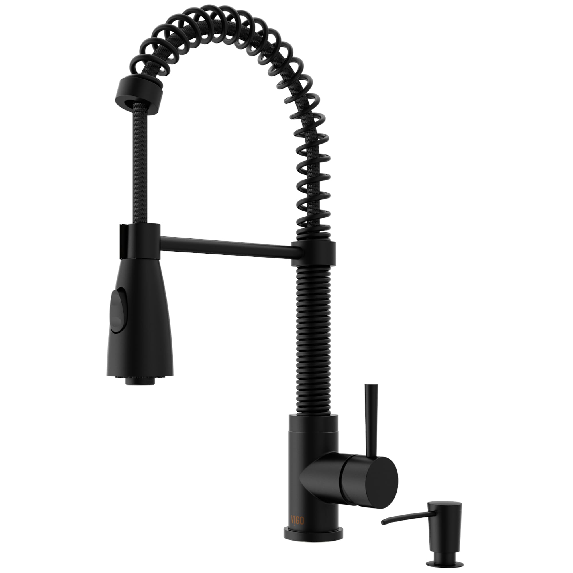 VIGO Brant Matte Black Single Handle Deck-mount Pull-down Kitchen Faucet with Sprayer #VG02003MBK2
