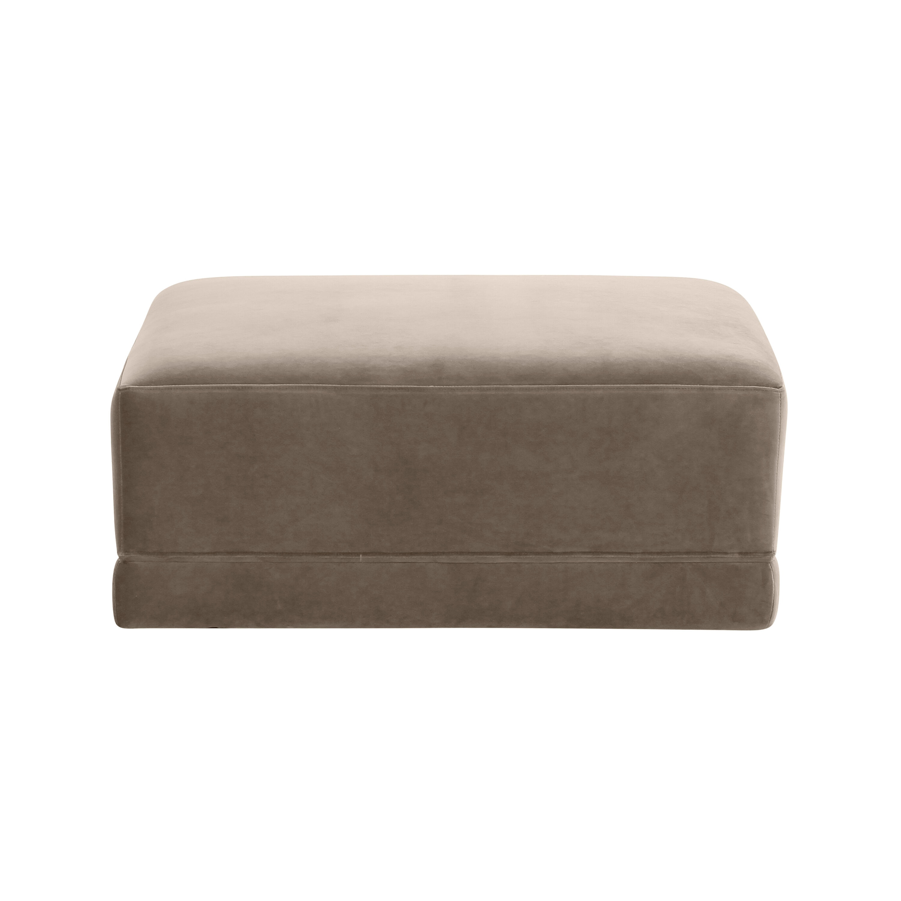 Willow Taupe Velvet Square Ottoman with Pine Frame