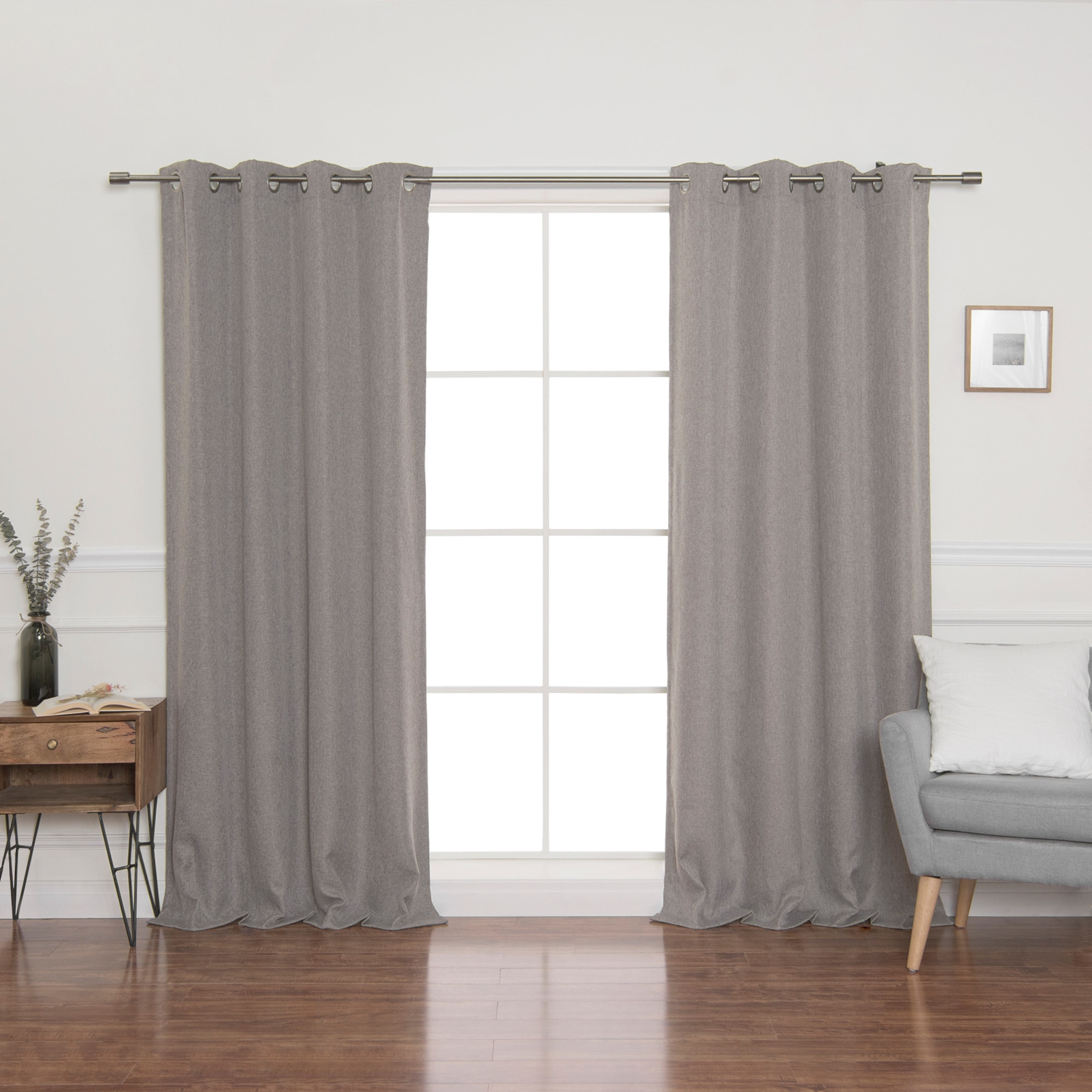 Best Home Fashion JC-09-GROM-84-GREY 84-Inches Grey Blackout Grommet Single curtain panel