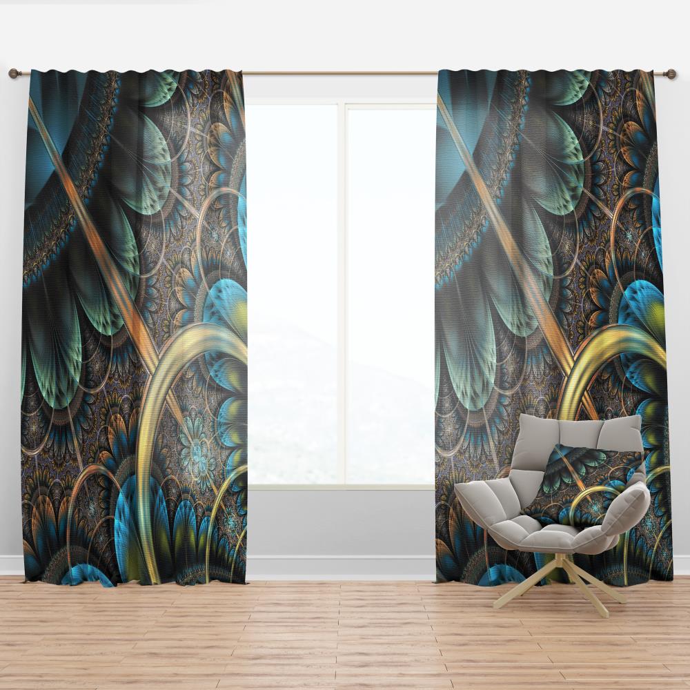 Designart CTN11917-52-63 63-in Blue Floral Room Darkening Thermal Lined Rod Pocket Single Curtain Panel