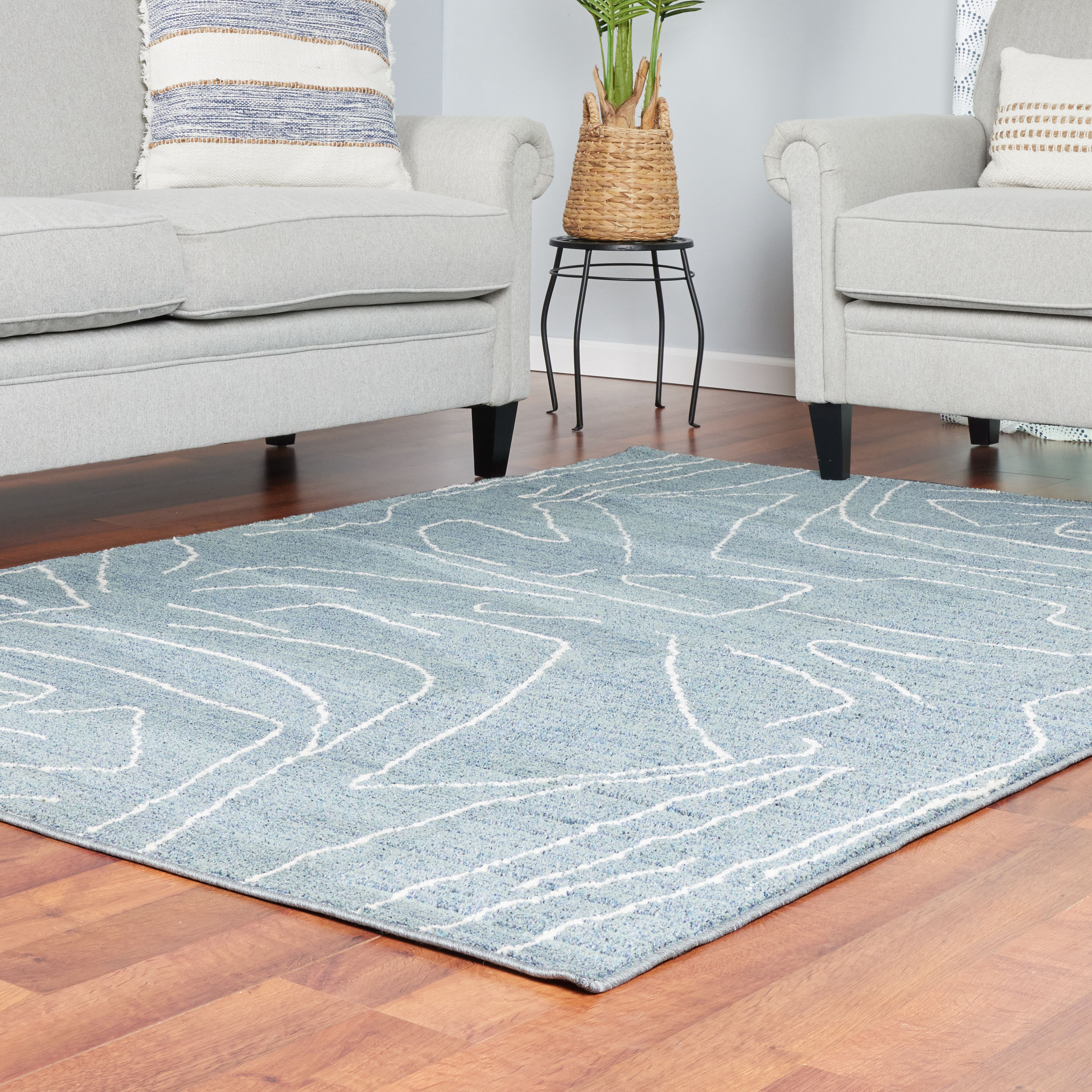 Origin 21 Lineworks 5 X 8 (ft) Teal Indoor Stripe Area Rug in the Rugs ...