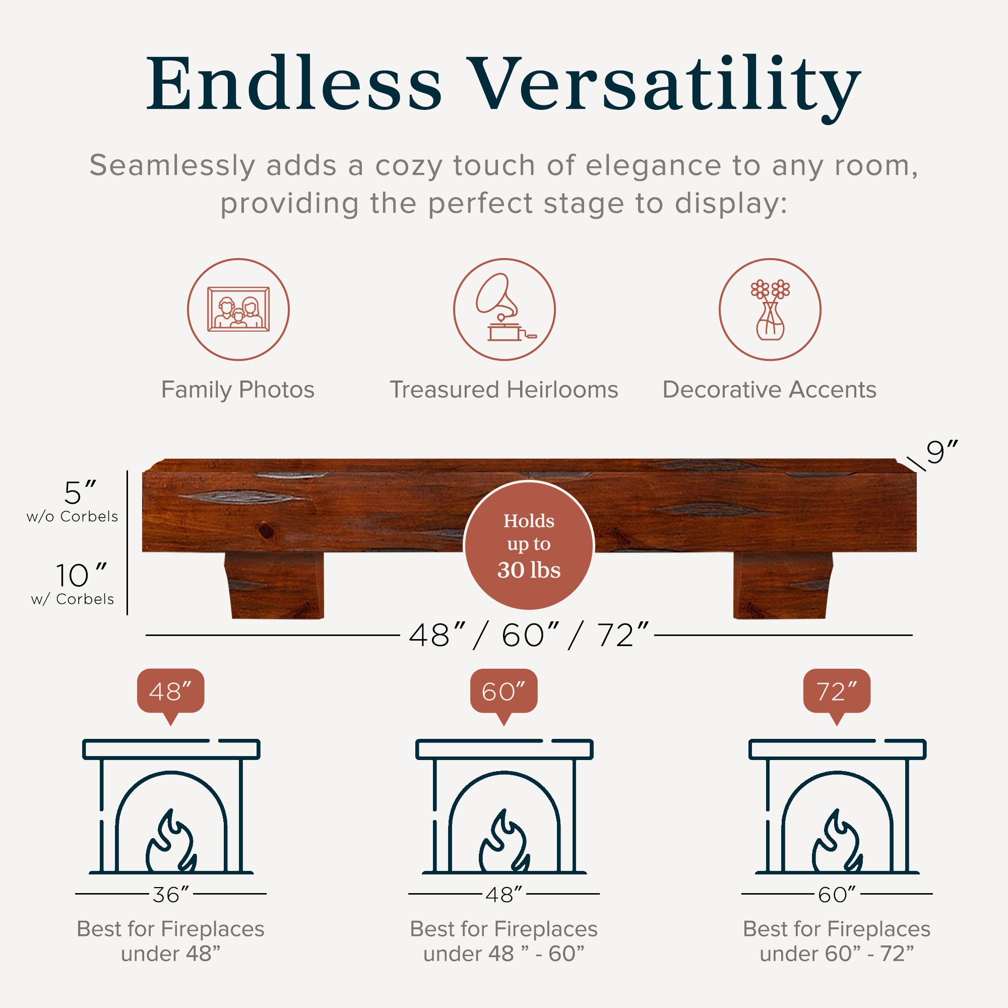 Mantels Direct NATURAL-48-CRD Mantel-Shelves - View #5