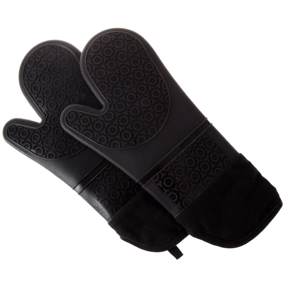 Hastings Home Silicone Oven Mitts - Extra Long Heat Resistant with Quilted  Lining - 1 pair Black by Hastings Home in the Kitchen Towels department at