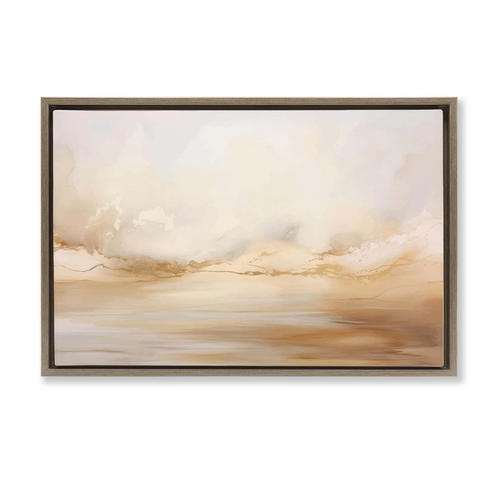 Stupell Industries BT-856-FFE-16X24 Neutral Abstract Horizon Line Floating Frame Design by LSR Creative Studio